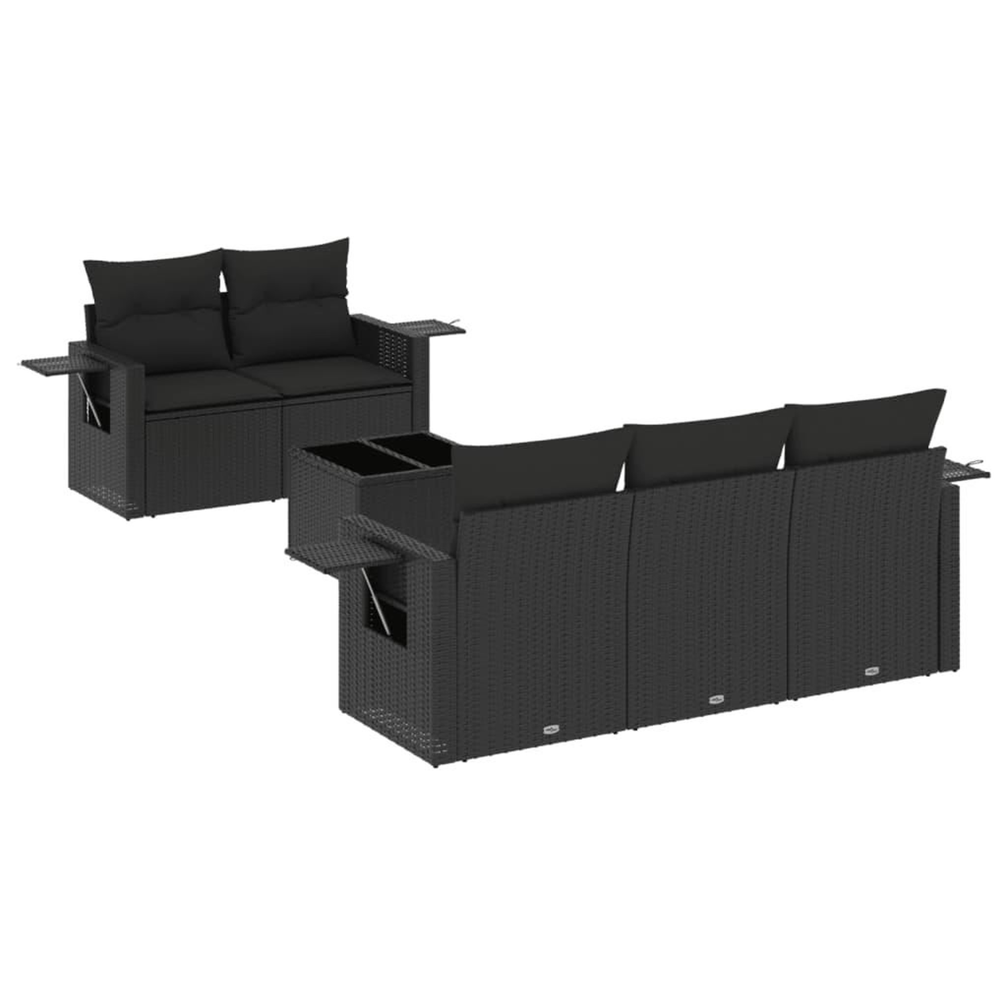 Voir la diapositive 2 : VIDAXL Salon de jardin 6 pcs avec coussins noir resine tressee