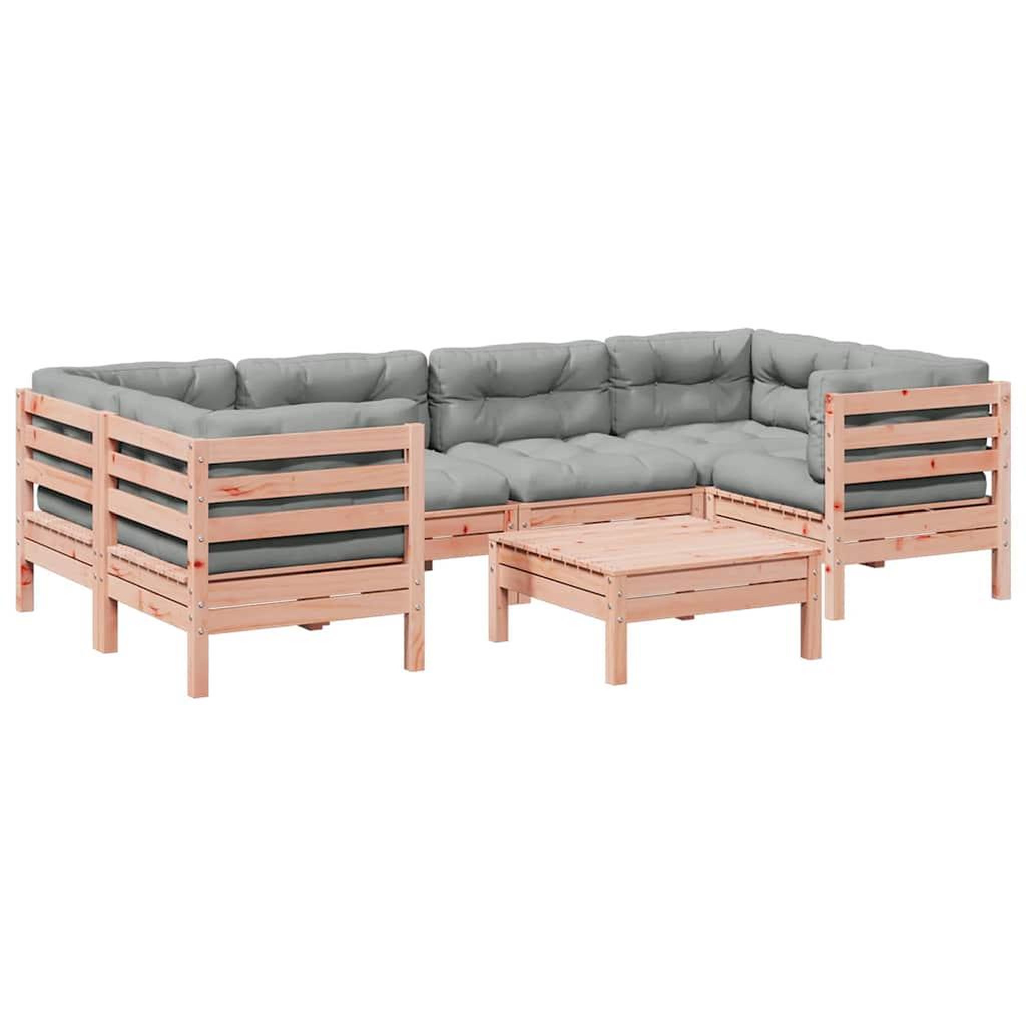VIDAXL Salon de jardin 7 pcs et coussins bois massif sapin de douglas