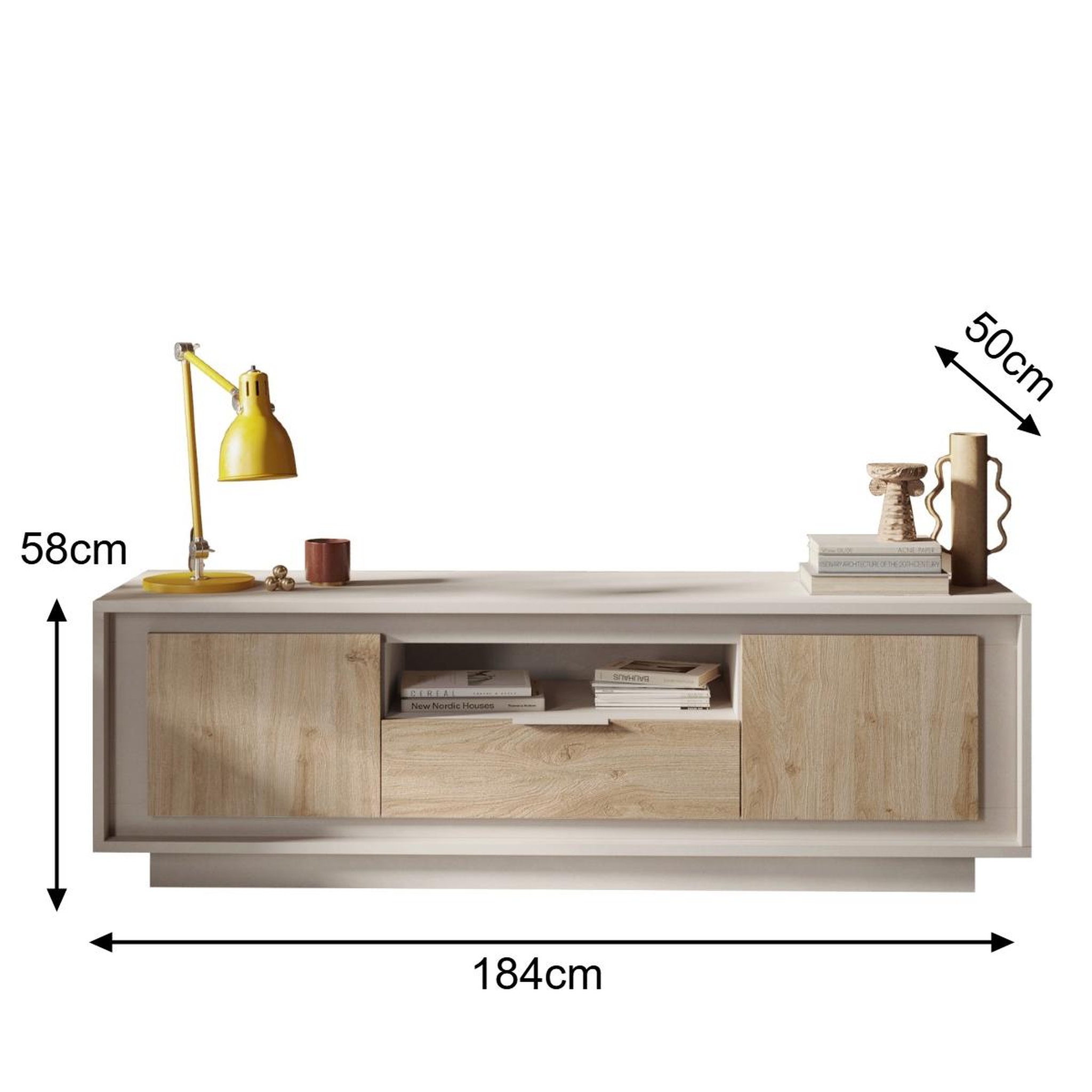 Voir la diapositive 6 : JLC KREATION Meuble tv contemporain 180cm beige et bois clair yori
