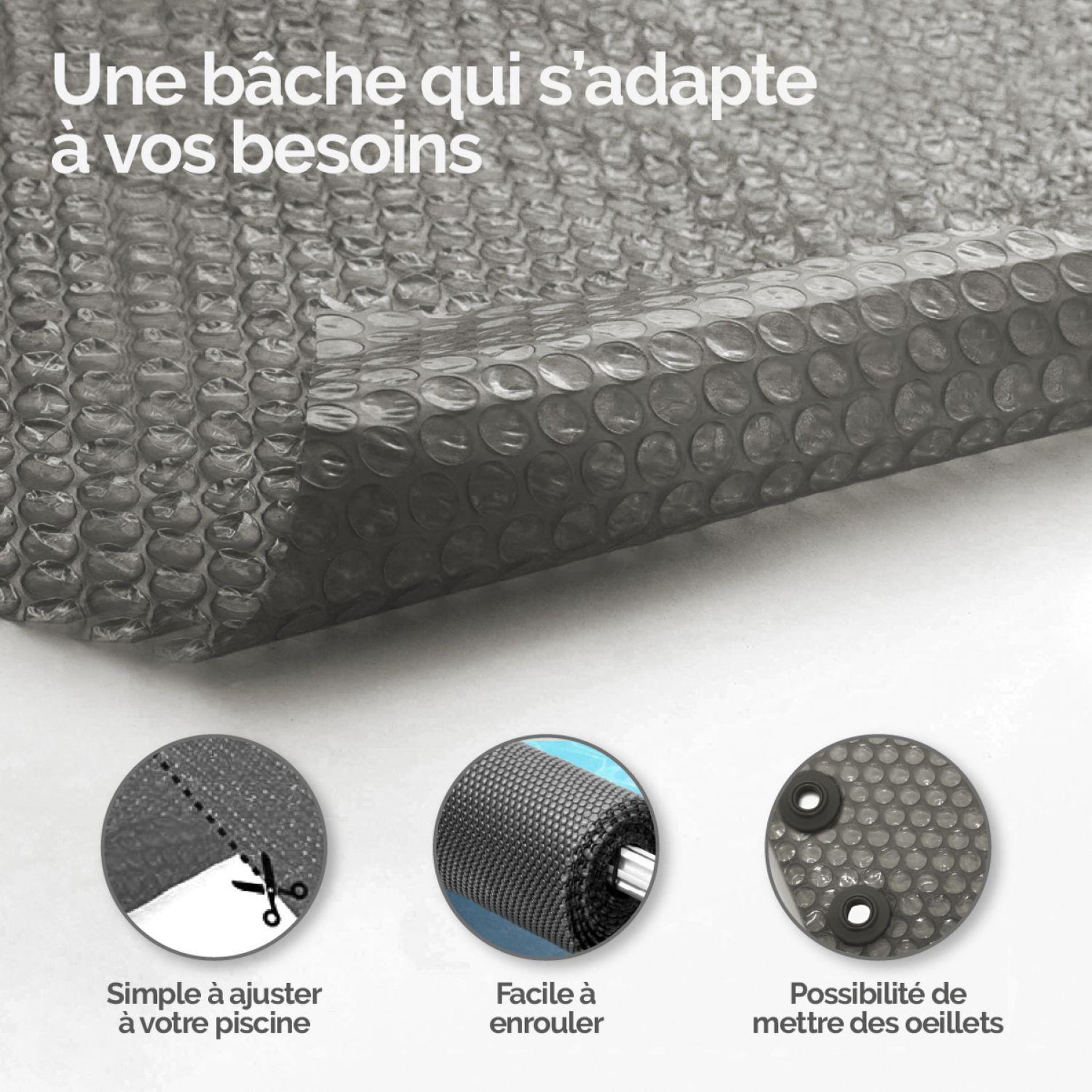 Voir la diapositive 5 : LINXOR Bâche à bulles sur mesure pour piscine - 300 microns - Gris