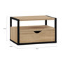 Voir la diapositive 5 : ID MARKET Lot de 2 tables de chevet murales DETROIT 1 tiroir + 1 tablette suspendus bois et métal noir design industriel