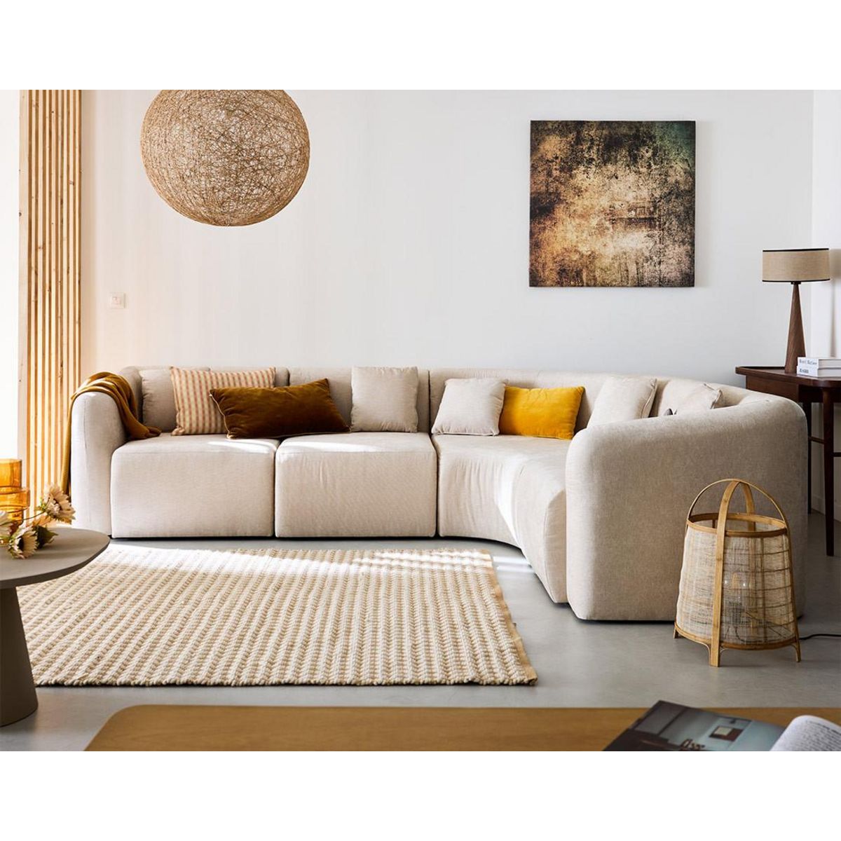 LISA DESIGN Ikare - canapé d'angle modulable réversible - 5 places - en tissu