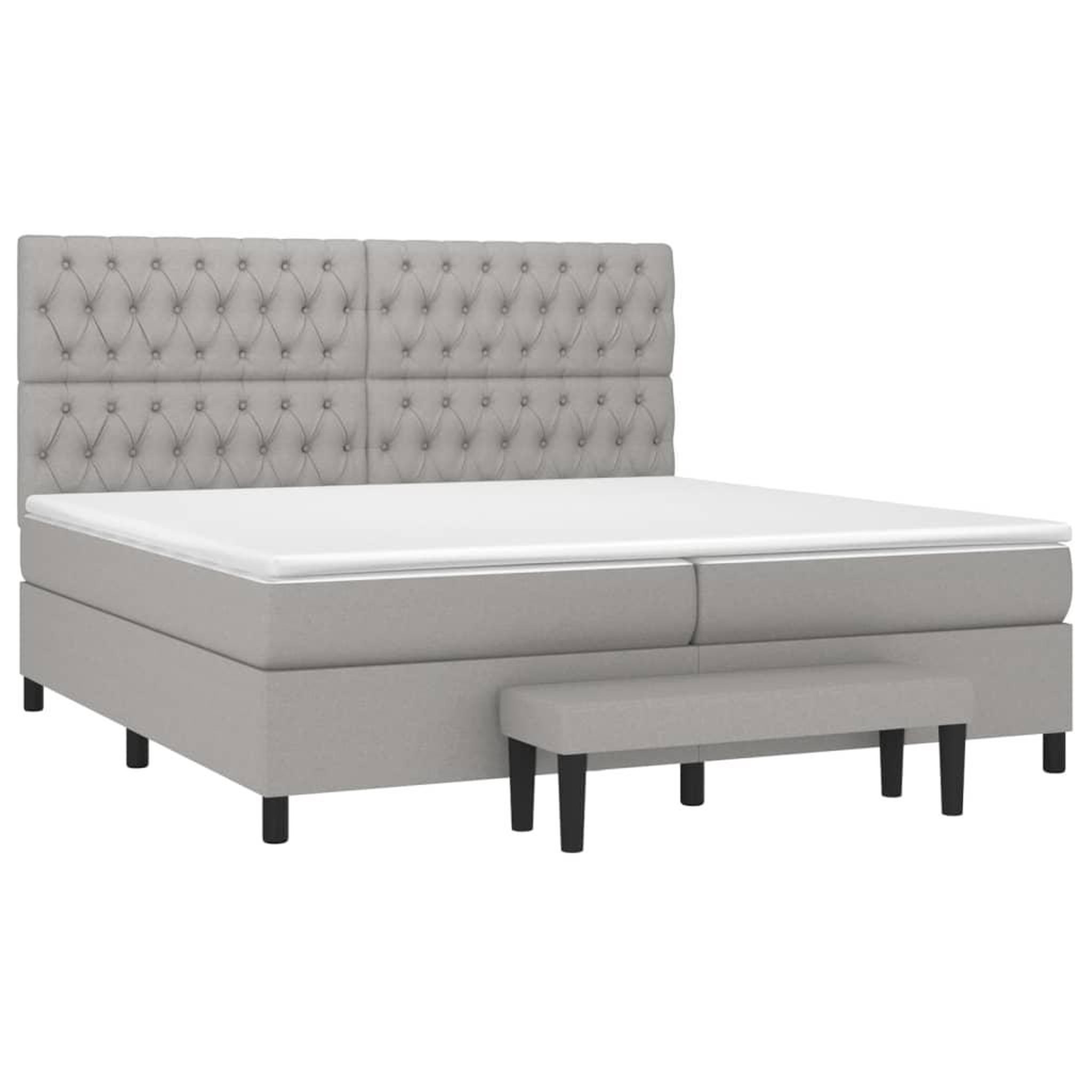 Voir la diapositive 3 : VIDAXL Sommier a lattes de lit avec matelas Gris clair 200x200cm Tissu