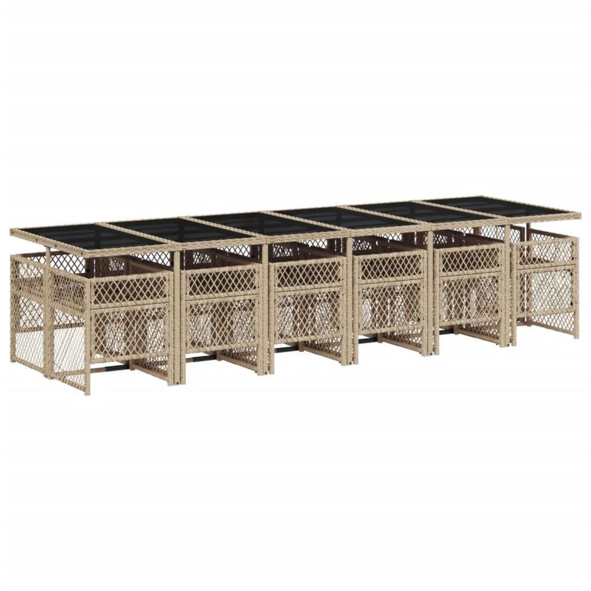 VIDAXL Ensemble a manger de jardin et coussins 13 pcs beige