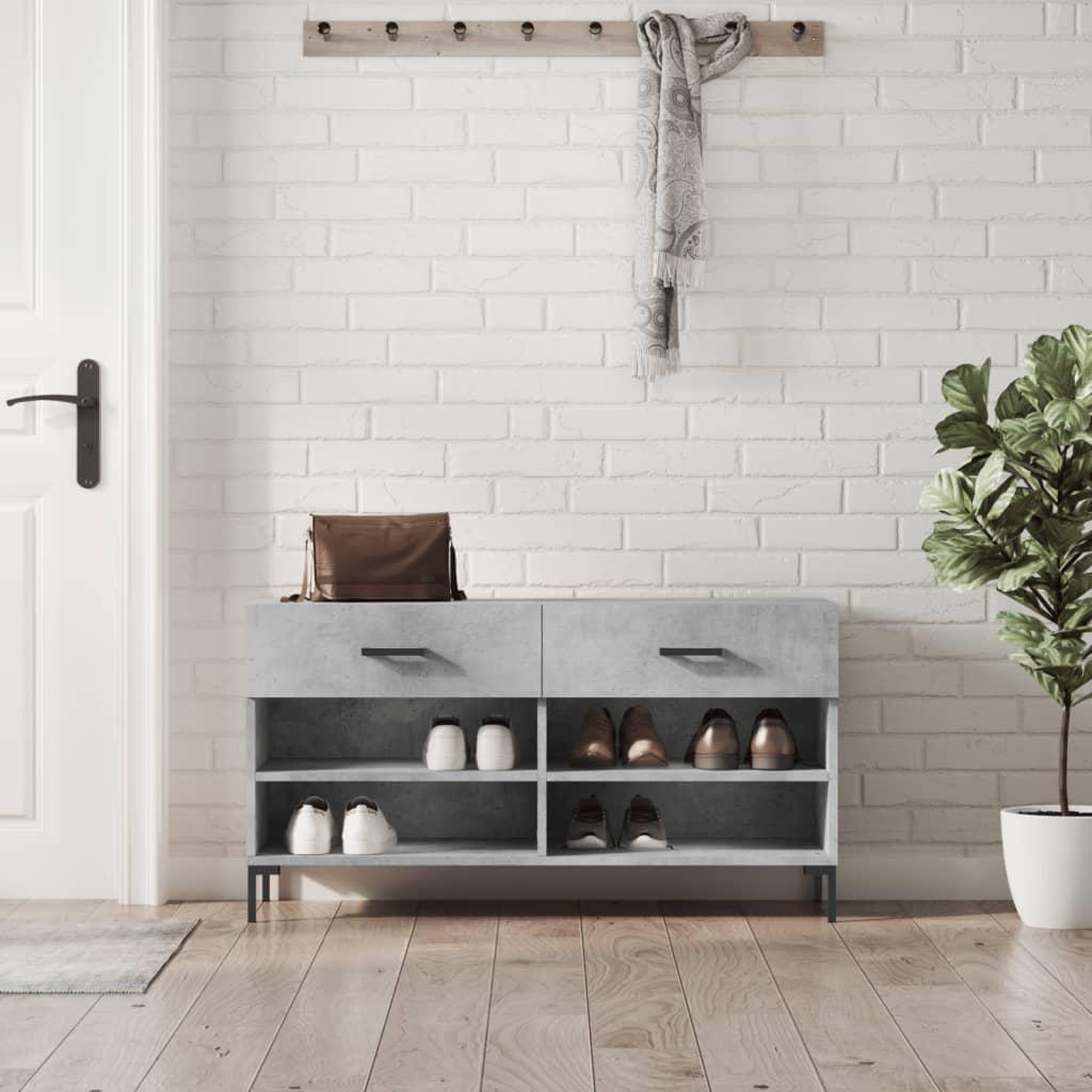VIDAXL Banc a chaussures gris beton 102x35x55 cm bois d'ingenierie