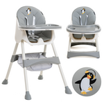 BEBELISSIMO BEBELISSIMO - Chaise Haute Bébé Evolutive -dès 6 mois jusqu'à 20kg -Disco Pinguin - hauteur réglable - gris
