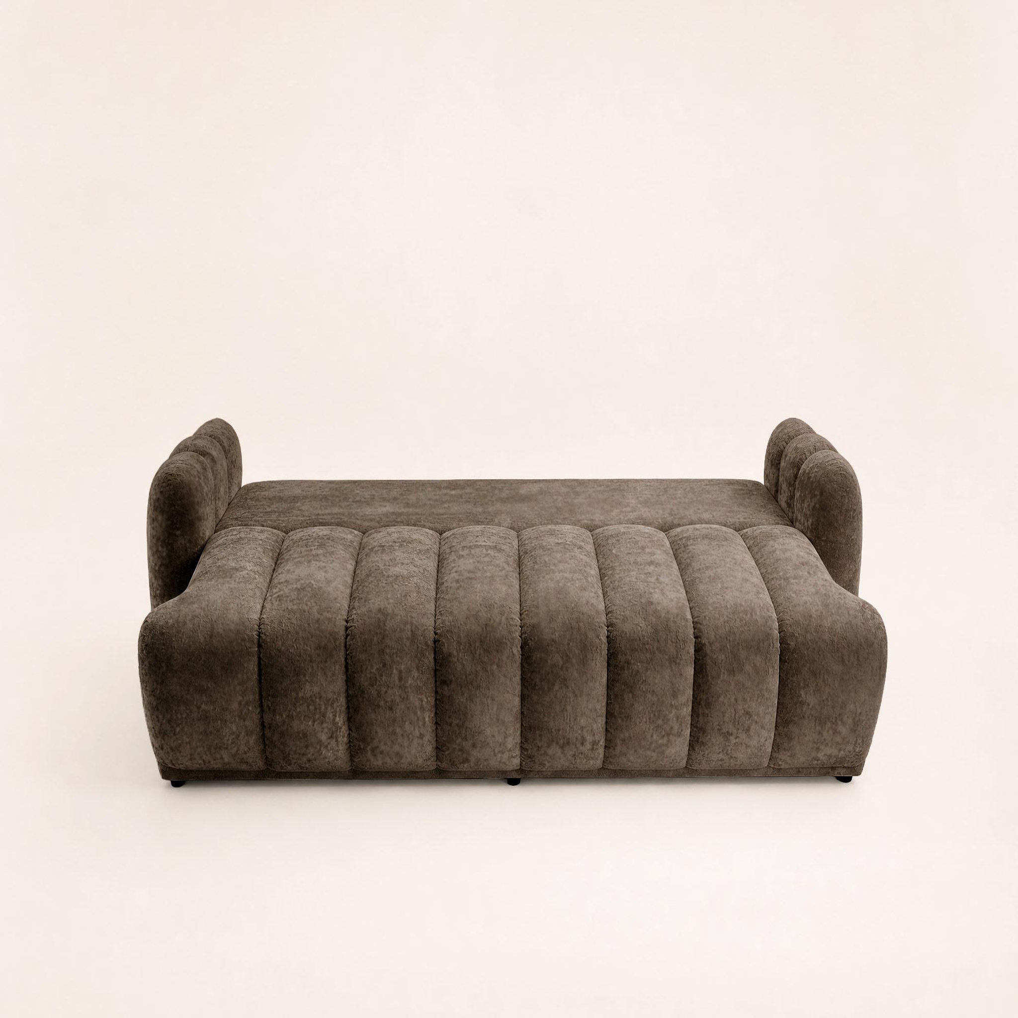 Voir la diapositive 5 : BEST MOBILIER Silvia - canapé droit 3 places convertible avec coffre - en tissu bouclette