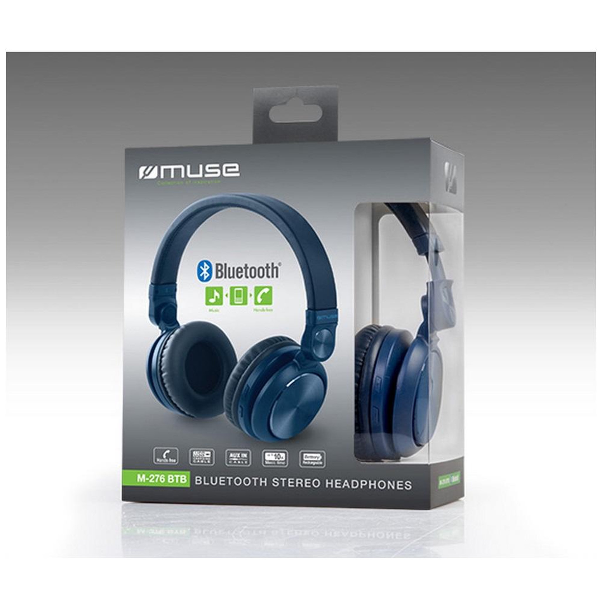 Voir la diapositive 4 : Muse Casque bluetooth sans fil supra-aural bleu - m 276 btb