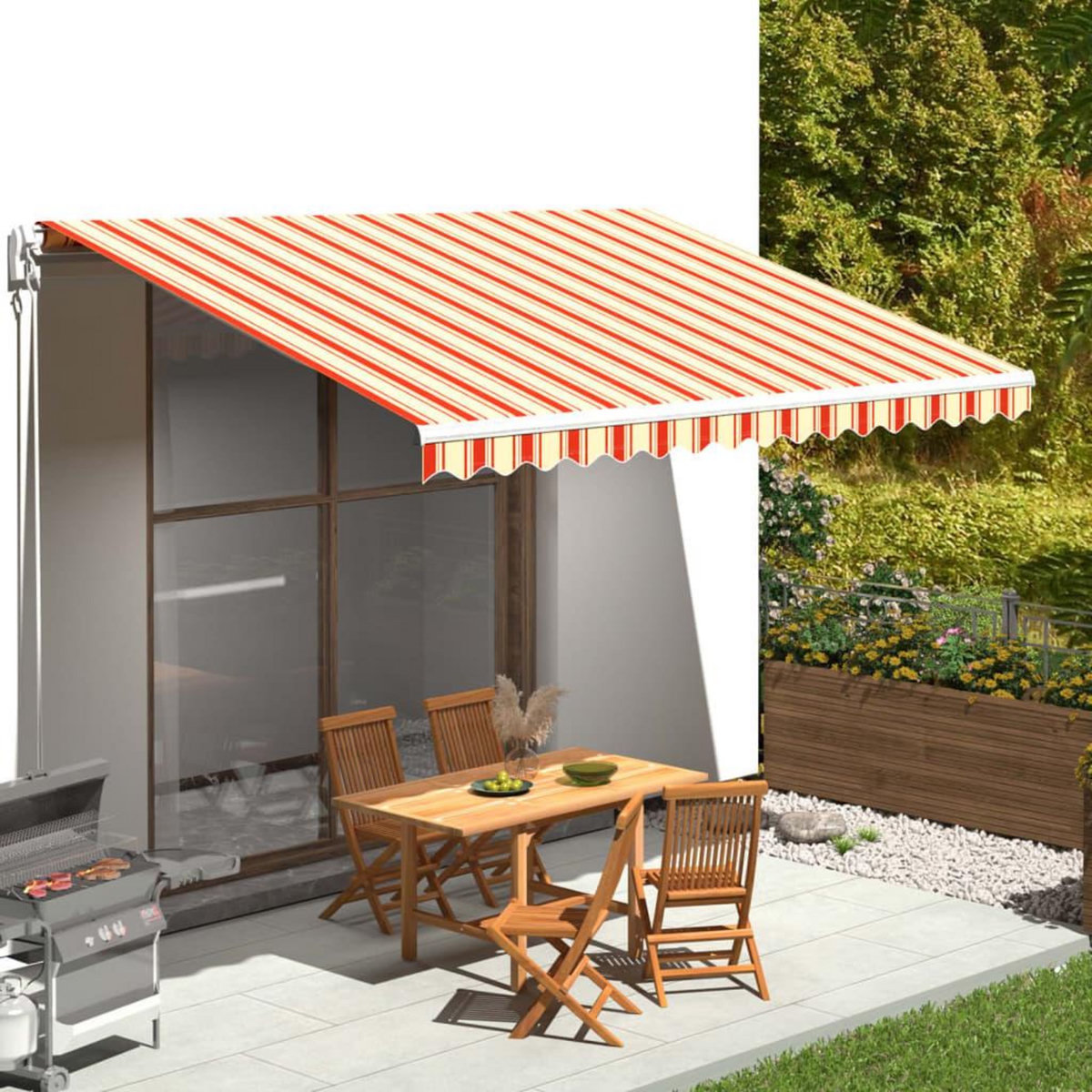 VIDAXL Tissu de remplacement pour auvent Jaune et orange 4,5x3,5 m
