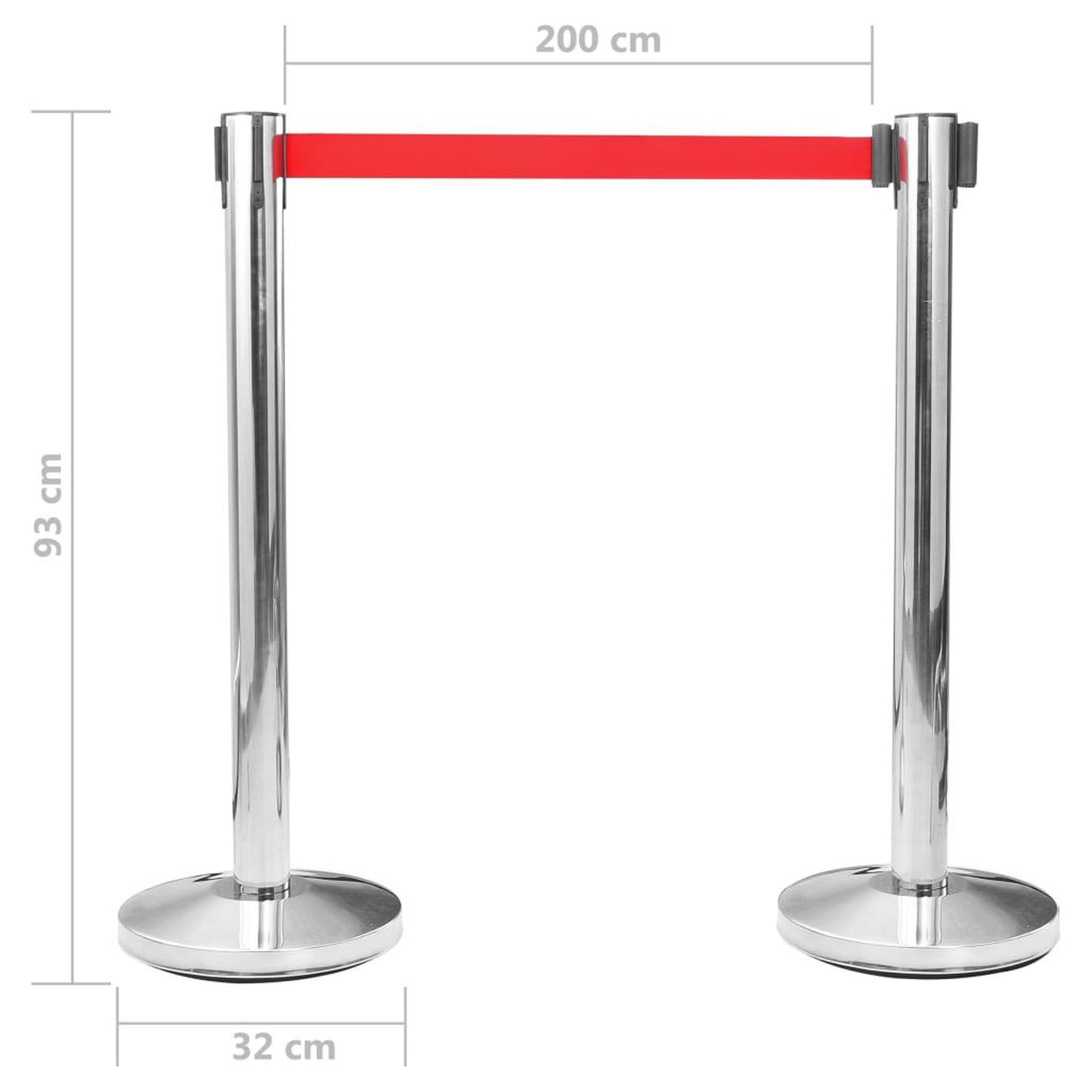 Voir la diapositive 6 : VIDAXL Colonne avec bande de barriere d'aeroport Inox Argente