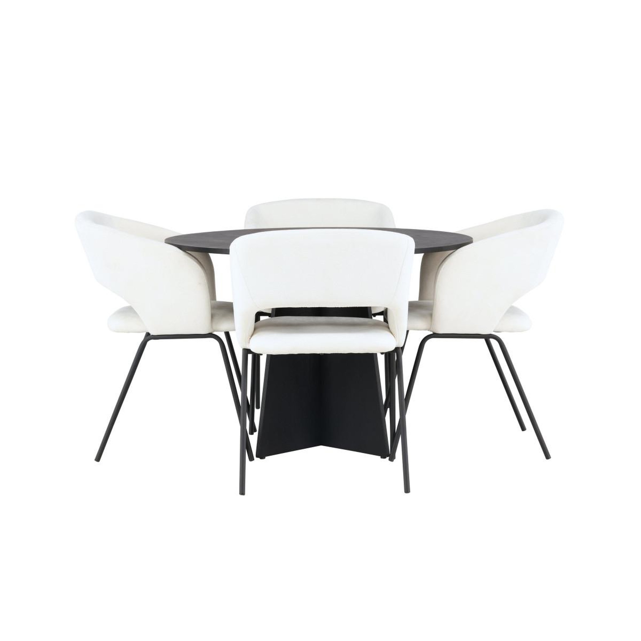 Voir la diapositive 2 : Paris Prix Ensemble table à manger & 4 chaises  bootcut & day  110cm blanc & noir