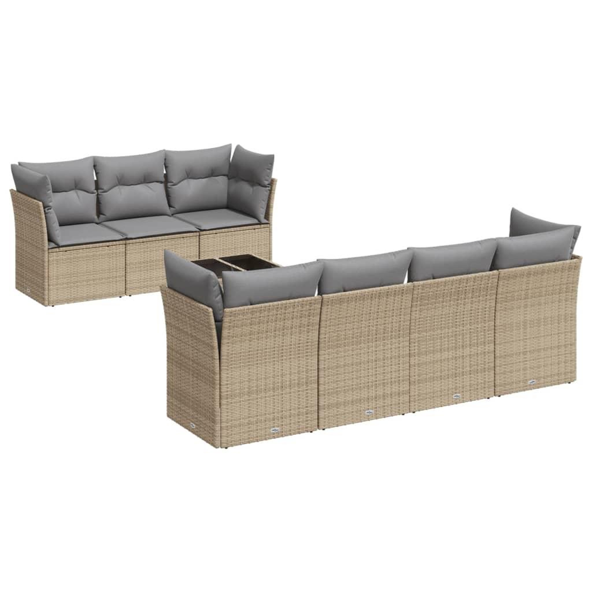 Voir la diapositive 2 : VIDAXL Salon de jardin avec coussins 8 pcs beige resine tressee