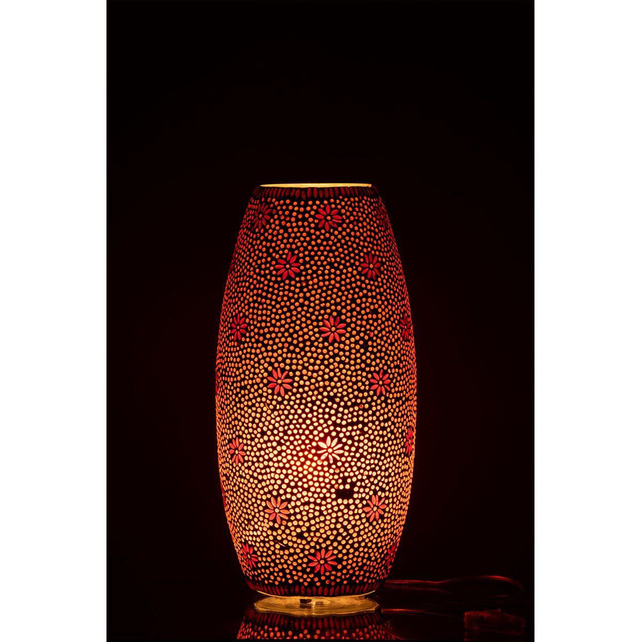 Voir la diapositive 3 : J-LINE Lampe à Poser en Verre Tacheté  Bram  41cm Saumon
