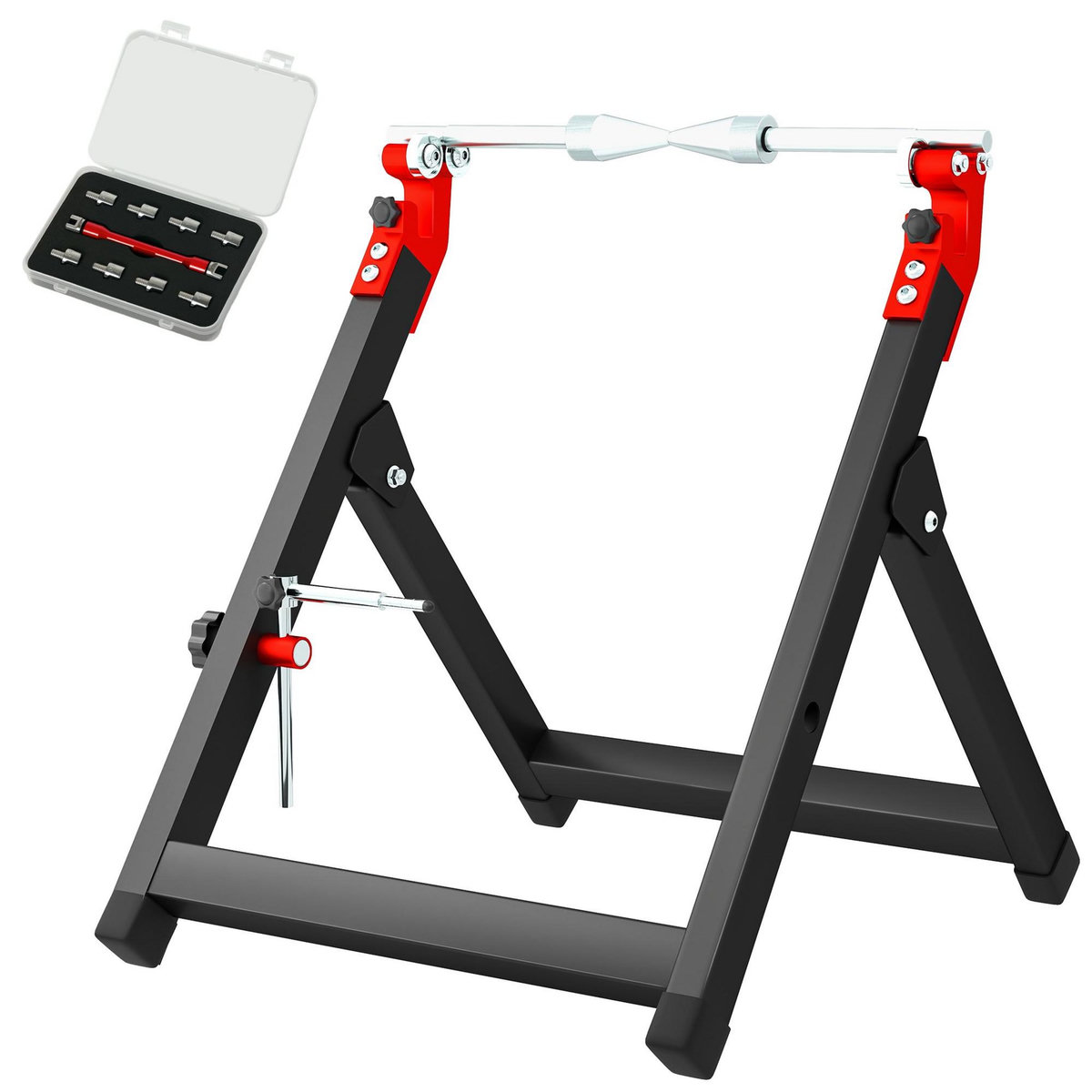 HOMCOM Équilibreuse moto pliable - équilibreuse manuelle de roues de moto - compatible jusqu'à 21 pouces - acier noir alu