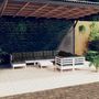 Voir la diapositive 1 : VIDAXL Salon de jardin 11 pcs avec coussins blanc bois de pin