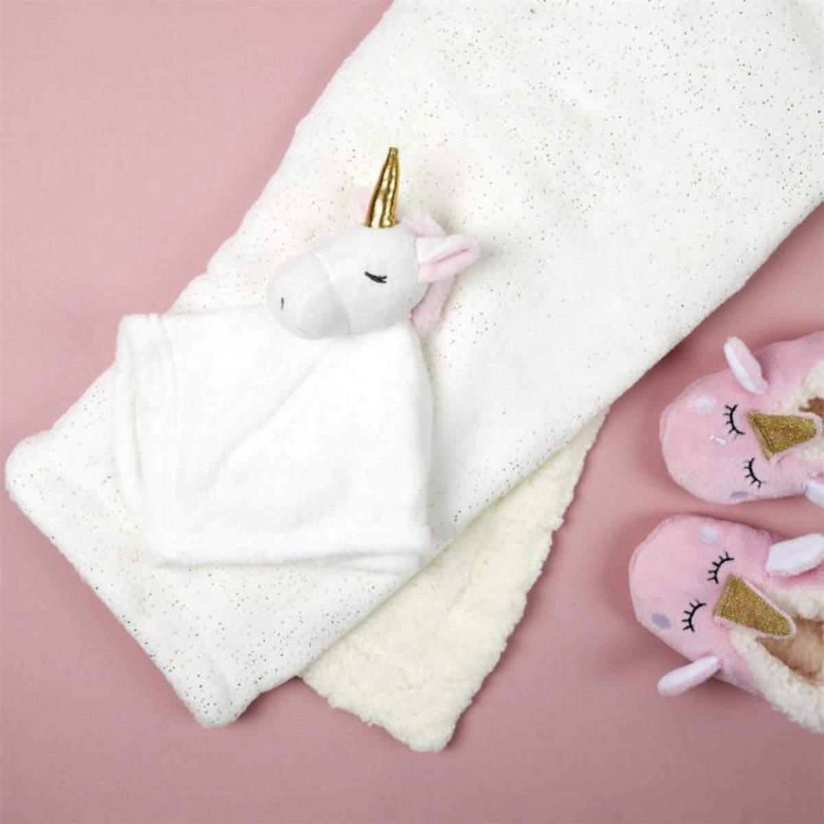 Paris Prix Peluche & Plaid Bébé  Licorne  75x100cm Blanc