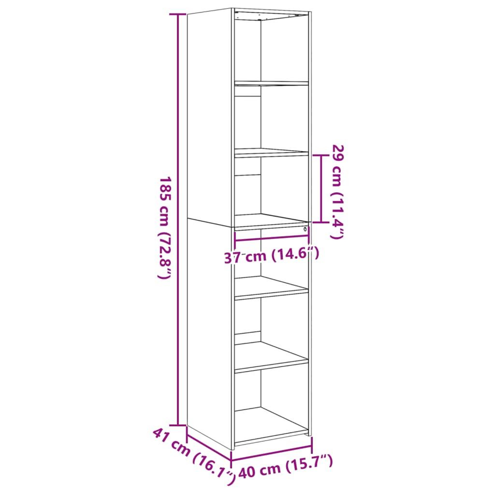 Voir la diapositive 6 : VIDAXL Buffet haut chene fume 40x41x185 cm bois d'ingenierie