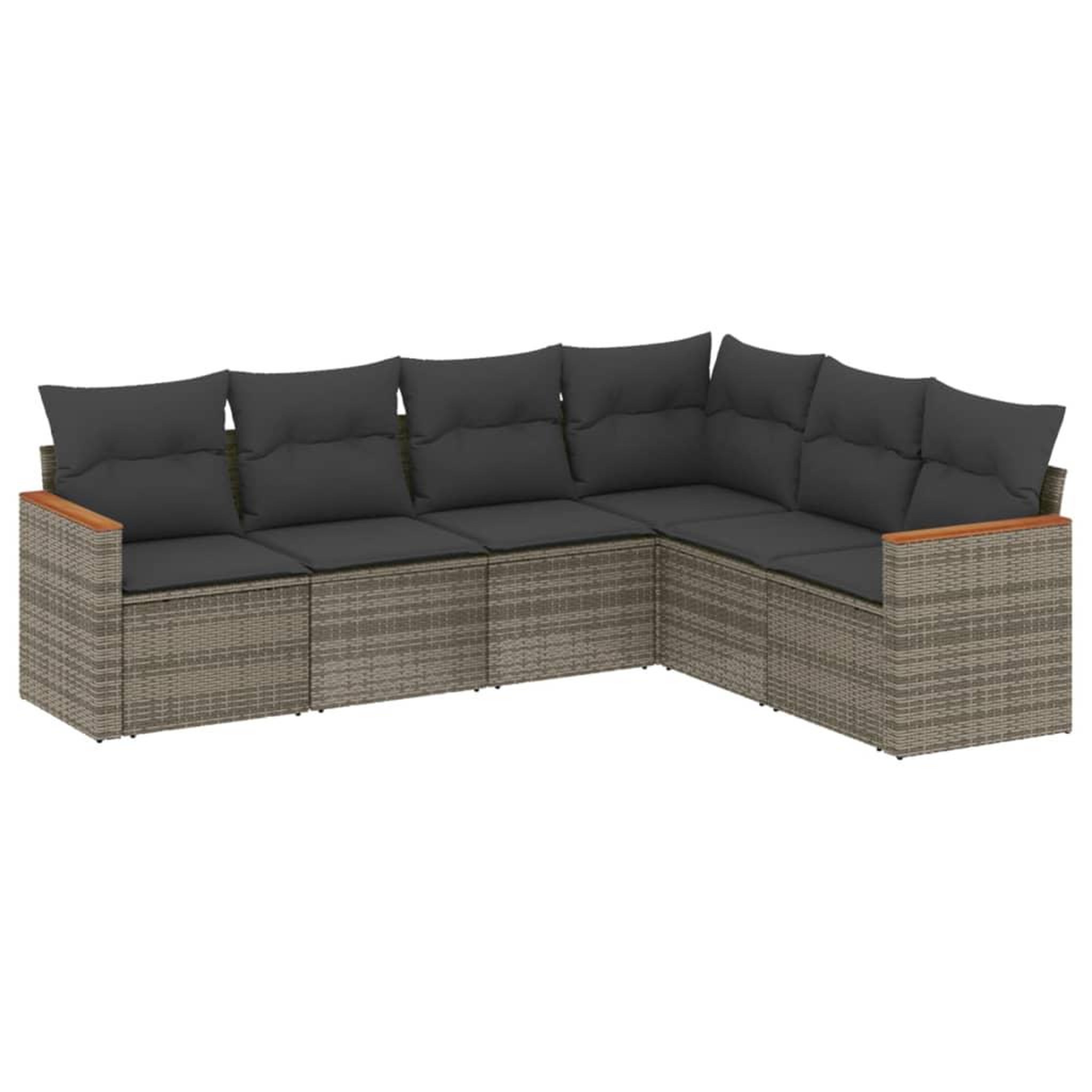 Voir la diapositive 2 : VIDAXL Salon de jardin 6 pcs avec coussins gris resine tressee
