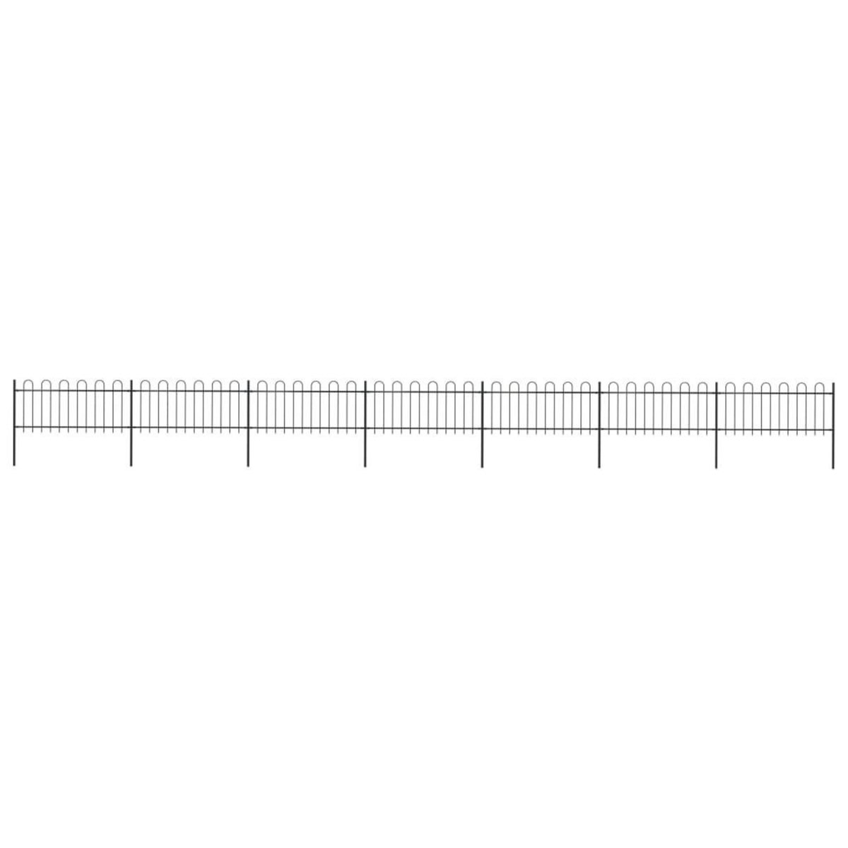 VIDAXL Cloture de jardin avec dessus en cerceau Acier 11,9x0,8 m Noir