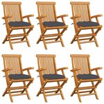 VIDAXL Chaises de jardin avec coussins anthracite lot de 6 Bois teck