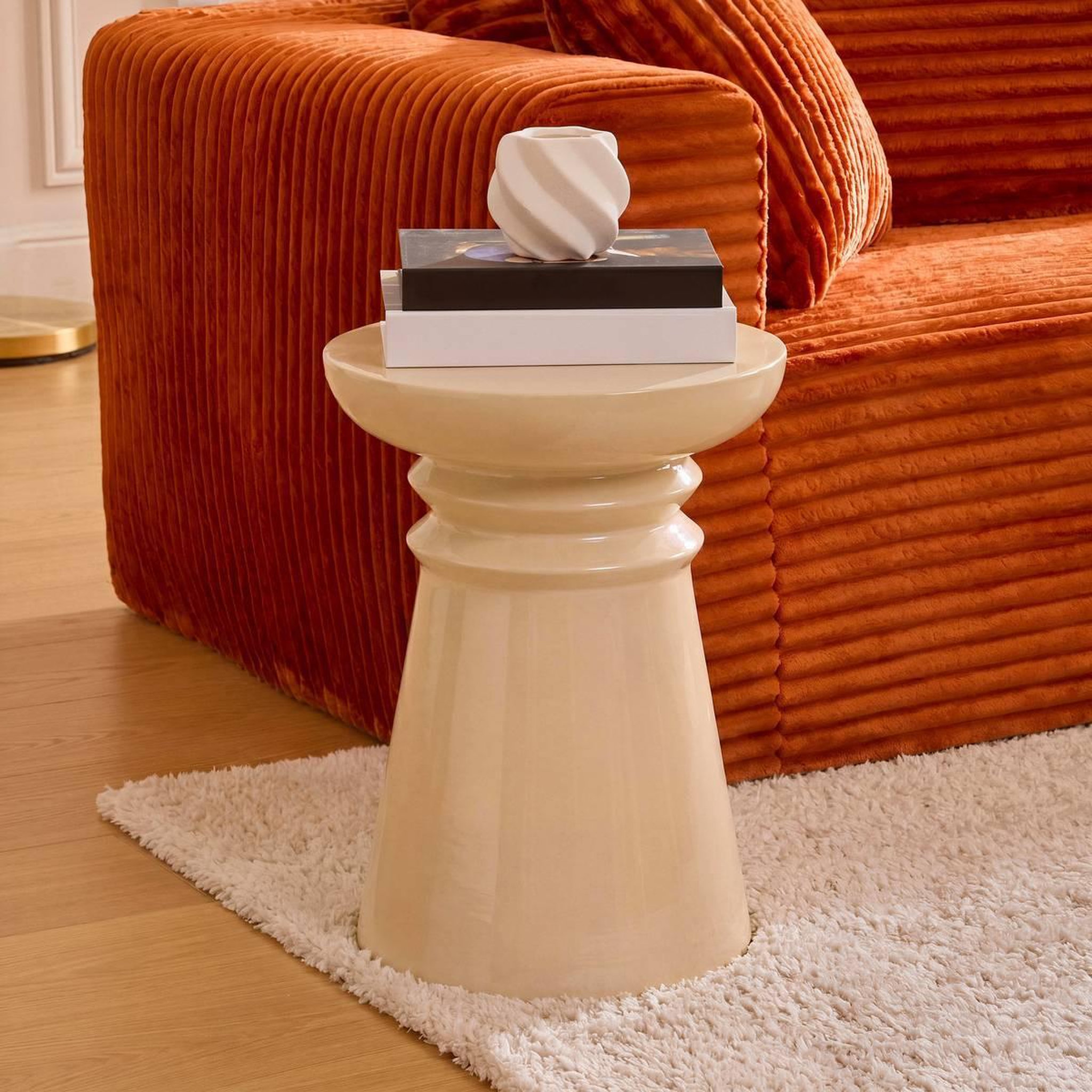 Voir la diapositive 5 : ATMOSPHERA Table d'appoint totem  jaya  43cm ivoire