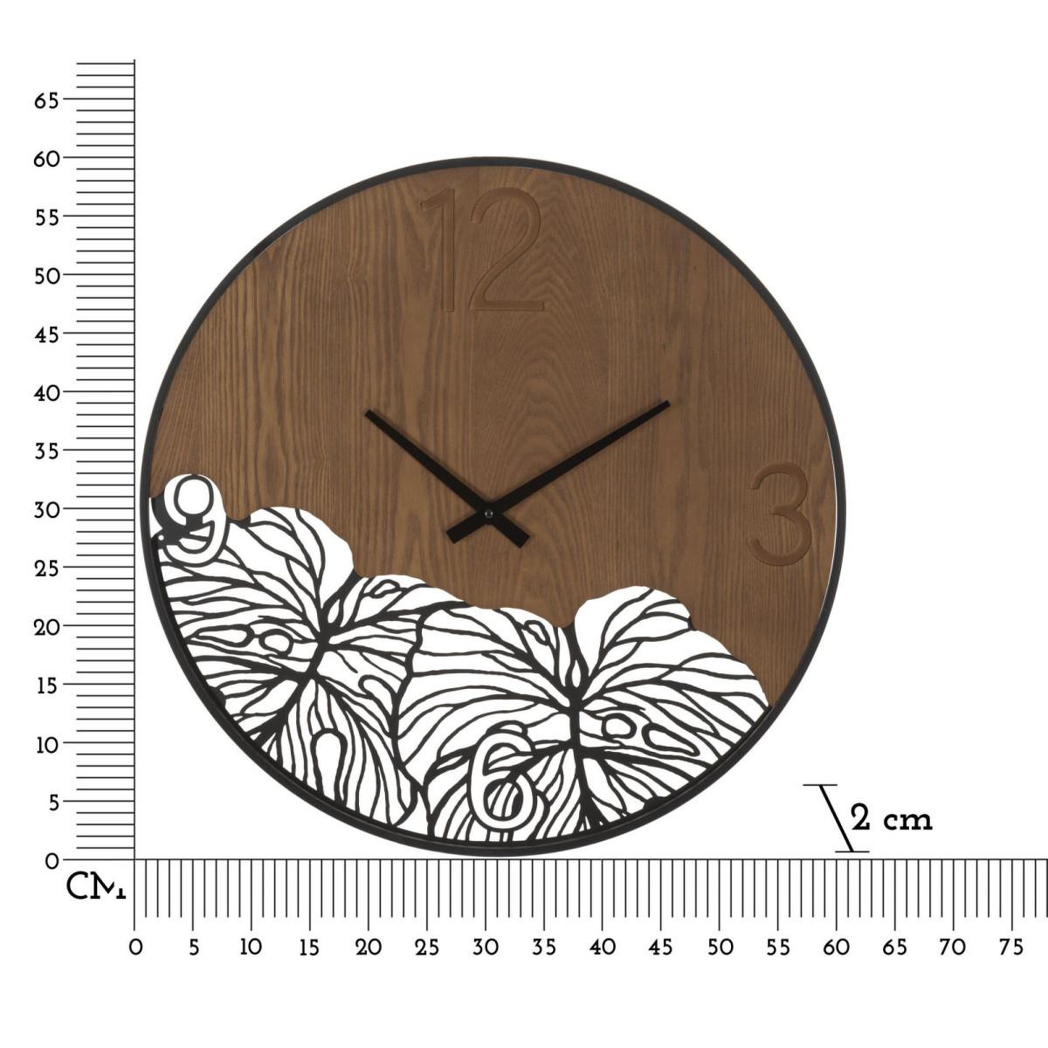 Voir la diapositive 6 : Paris Prix Horloge murale design  leaf  60cm marron & noir