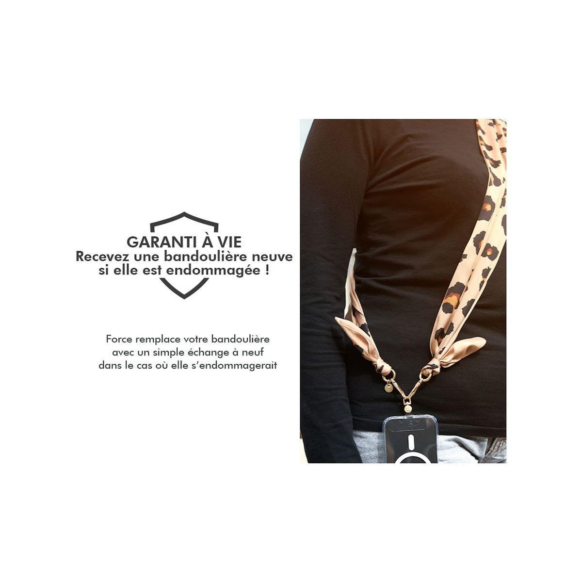 FORCE CASE Bandoulière Bandoulière foulard Léopard beige