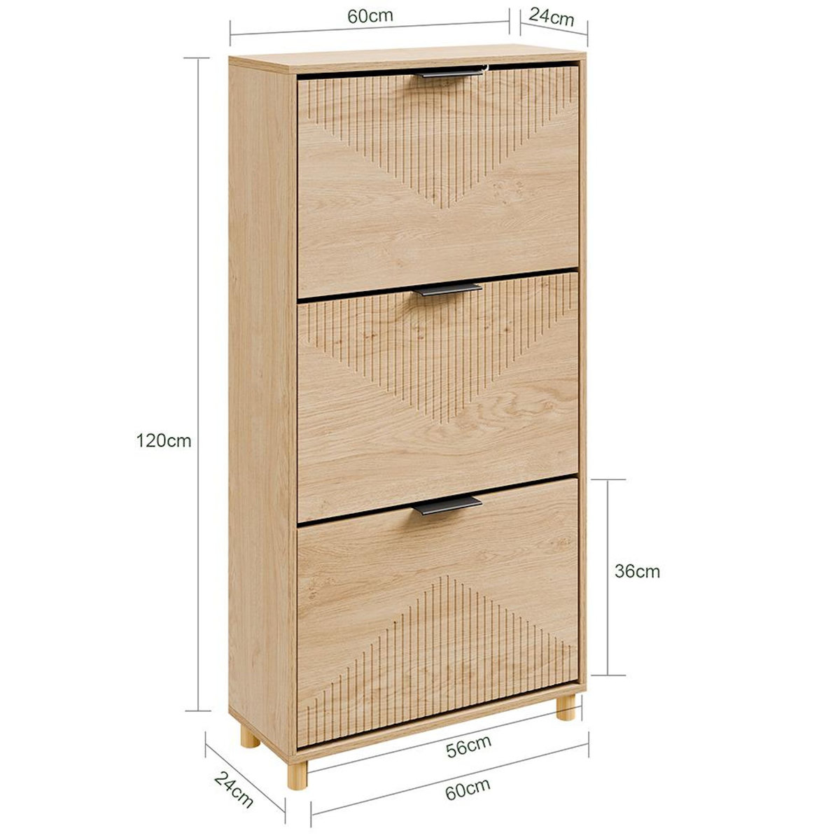 SOBUY Armoire à chaussures Chêne clair 60x24x120cm FSR213-N