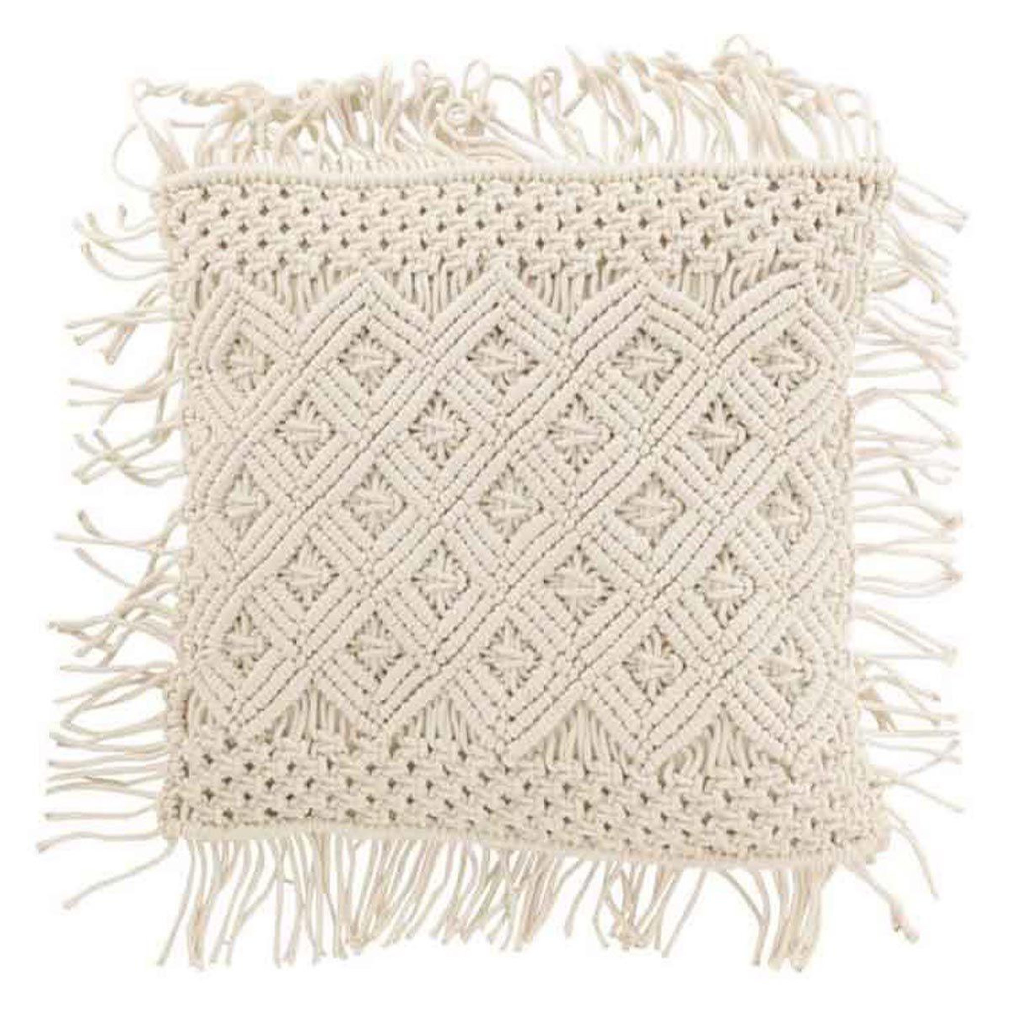 Voir la diapositive 1 : J-LINE Coussin déco  cosy losange  45x45cm ivoire
