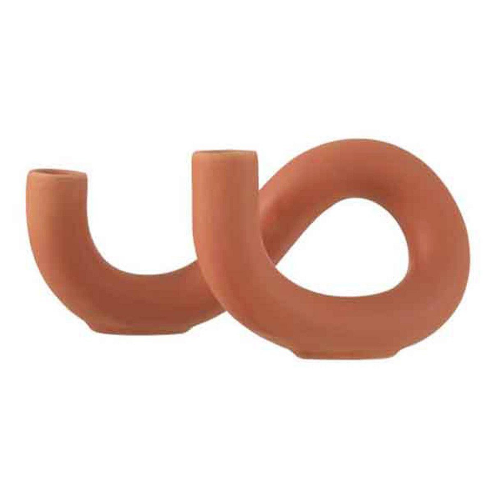J-LINE Bougeoir en céramique  torsia  25cm orange