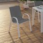 Voir la diapositive 2 : ID MARKET Lot de 4 chaises de jardin LYMA métal et textilène empilables blanc et gris