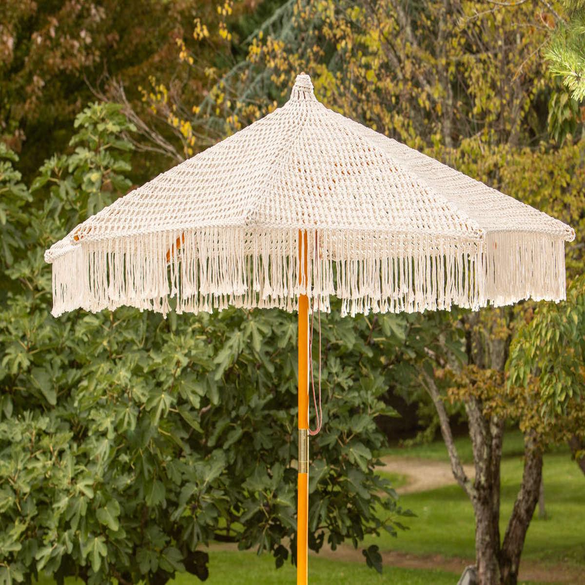 Voir la diapositive 3 : Jardiline Parasol Macramé en polycoton avec toile occultant amovible Ø250 cm - Jardiline
