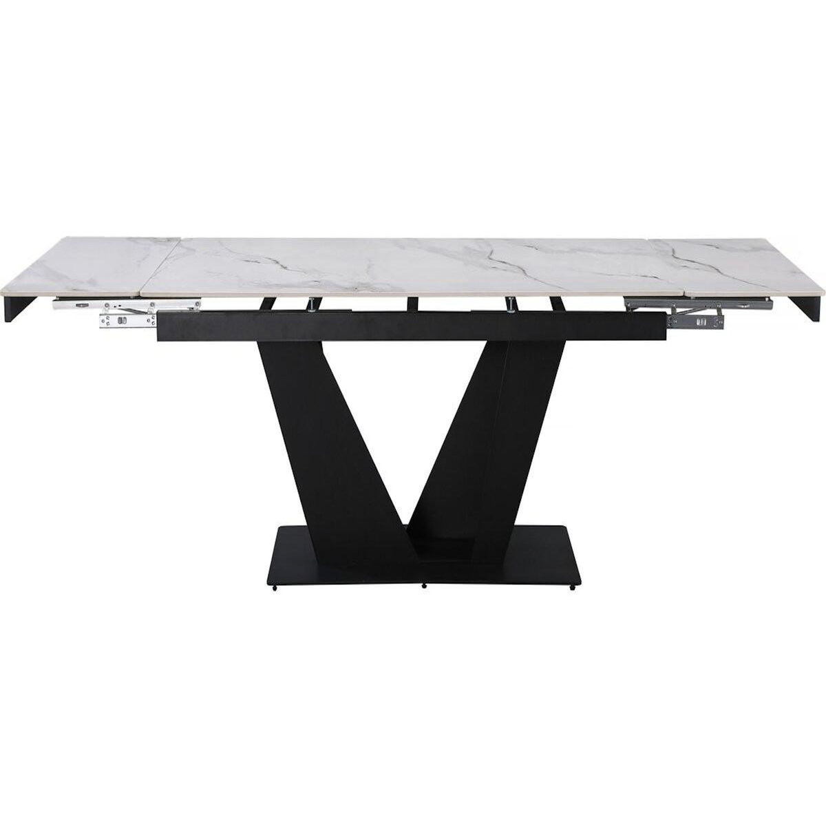 Habitat et Jardin Table à manger extensible en céramique - 160/240 cm - 6 à 10 personnes  Nova  - Blanc marbré gris