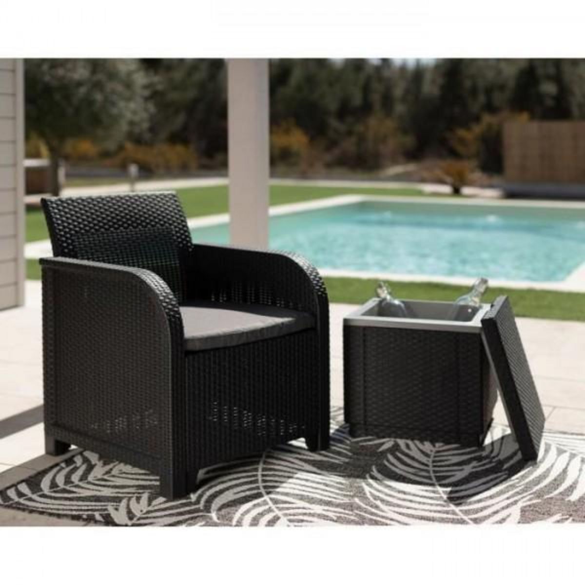 ALLIBERT by KETER Table Keter Glaciere Ice Cube Graphite 405981