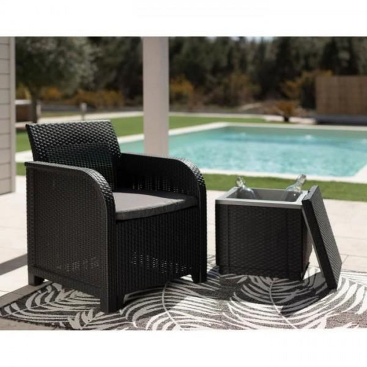 ALLIBERT by KETER Table Keter Glaciere Ice Cube Graphite 405981