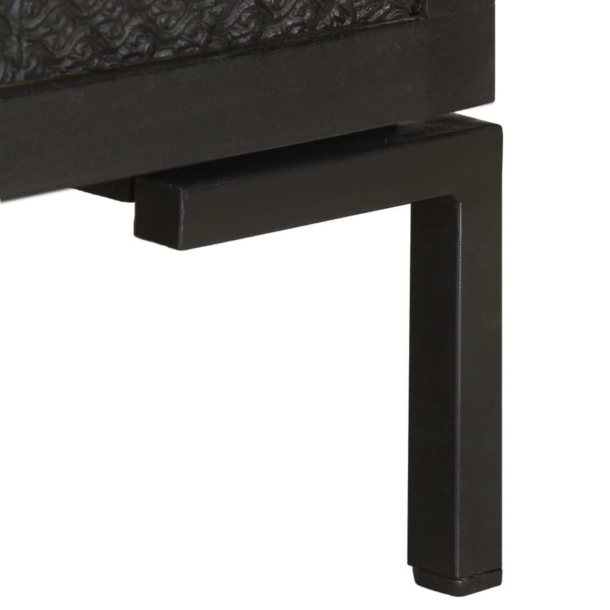 Voir la diapositive 5 : VIDAXL Meuble tv noir 115x30x46 cm bois massif de manguier