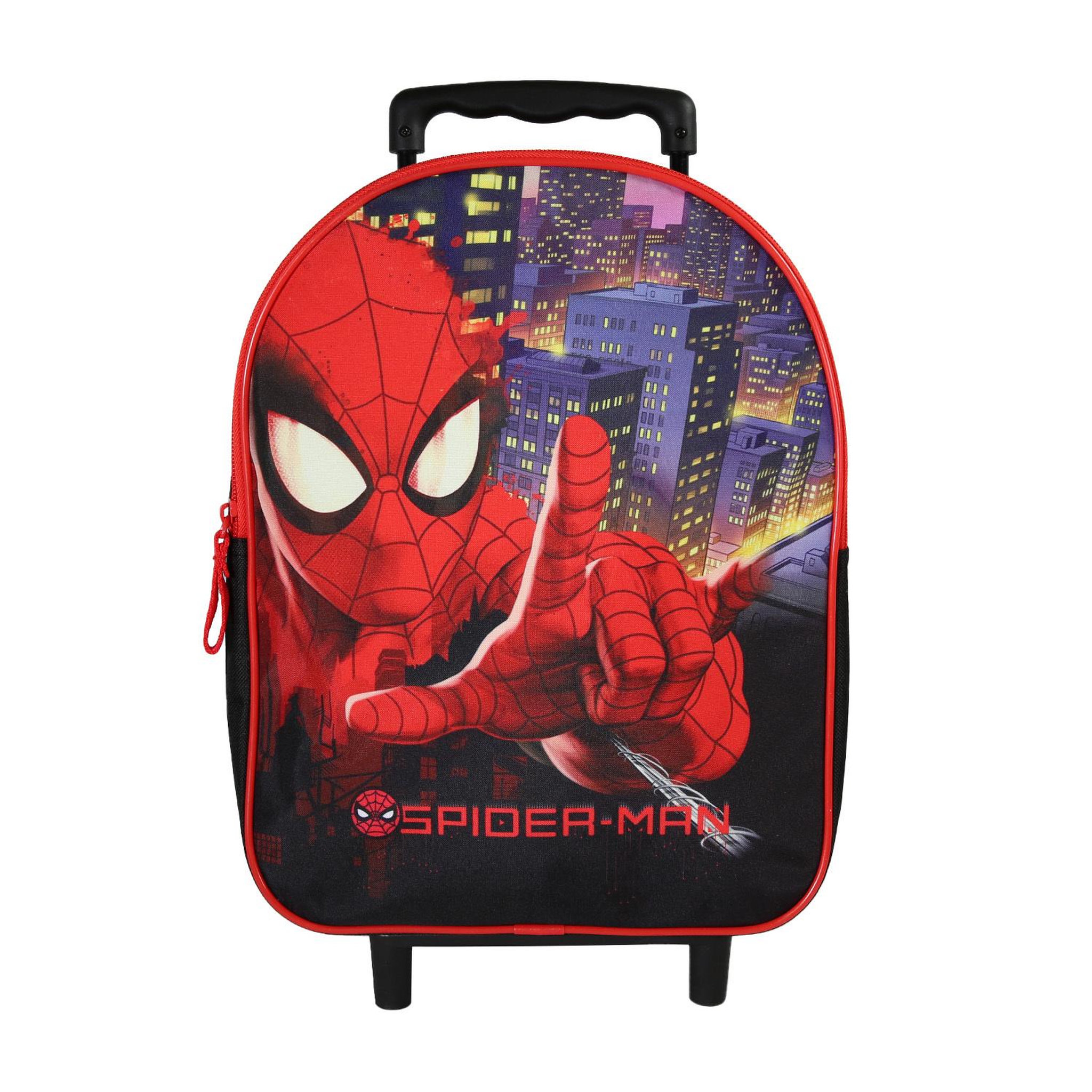 Bagtrotter Bagtrotter - Spiderman - Sac à Dos Scolaire à Roulettes  - Noir - 1 Compartiment Zippé - Bretelles Matelassées - 25x12x32cm - Matière Polyester - Sac à Dos Scolaire Maternelle