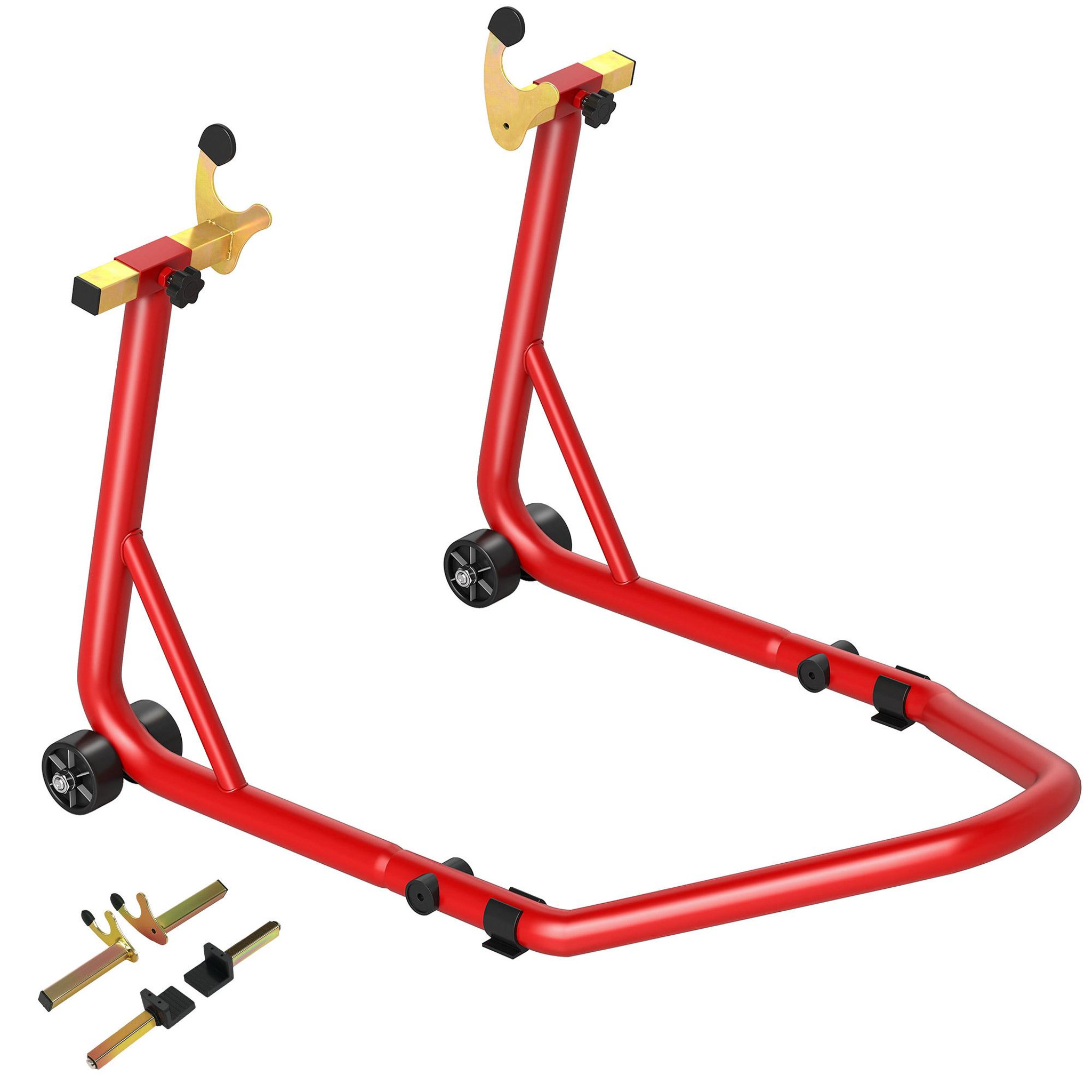 HOMCOM Bloque roue arrière de moto capacité 544Kg acier largeur 310-380 ou 300-400mm rouge