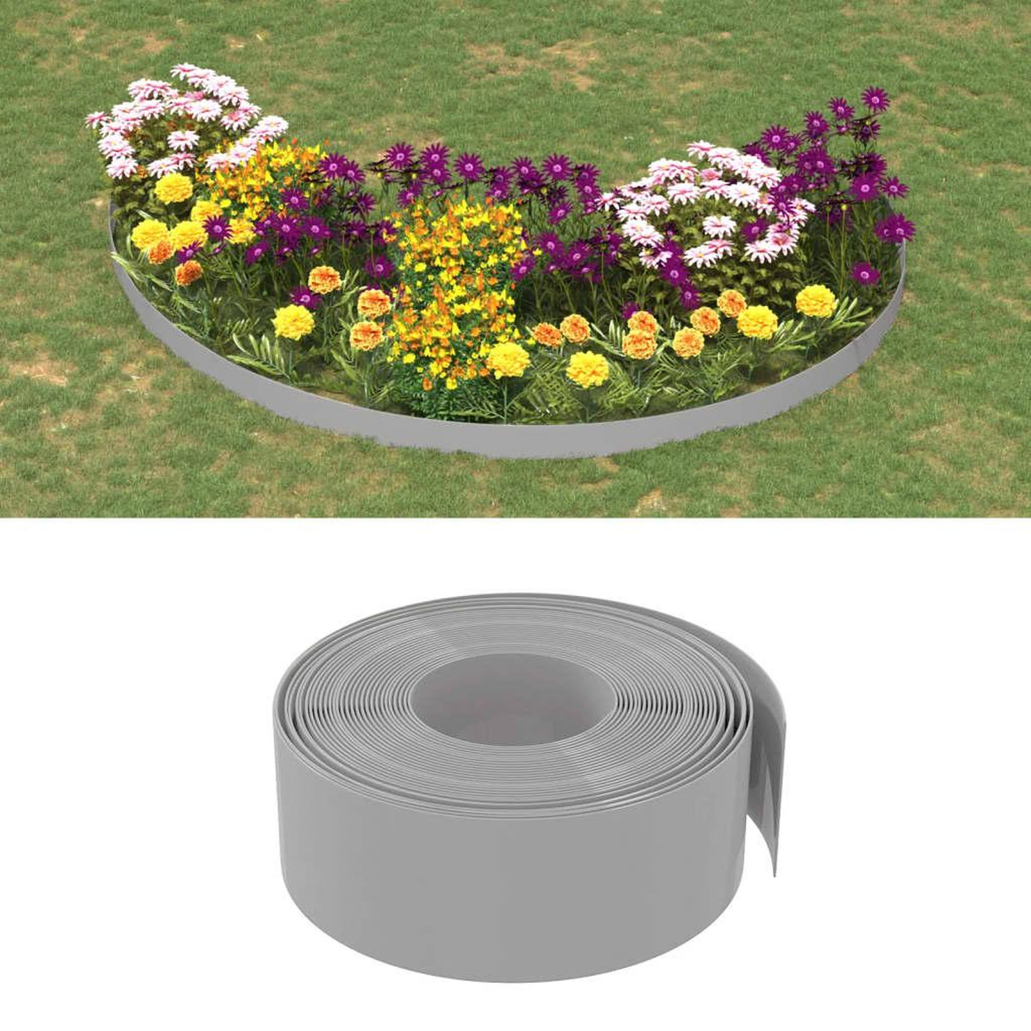 VIDAXL Bordures de jardin 4 pcs gris 10 m 20 cm polyethylene