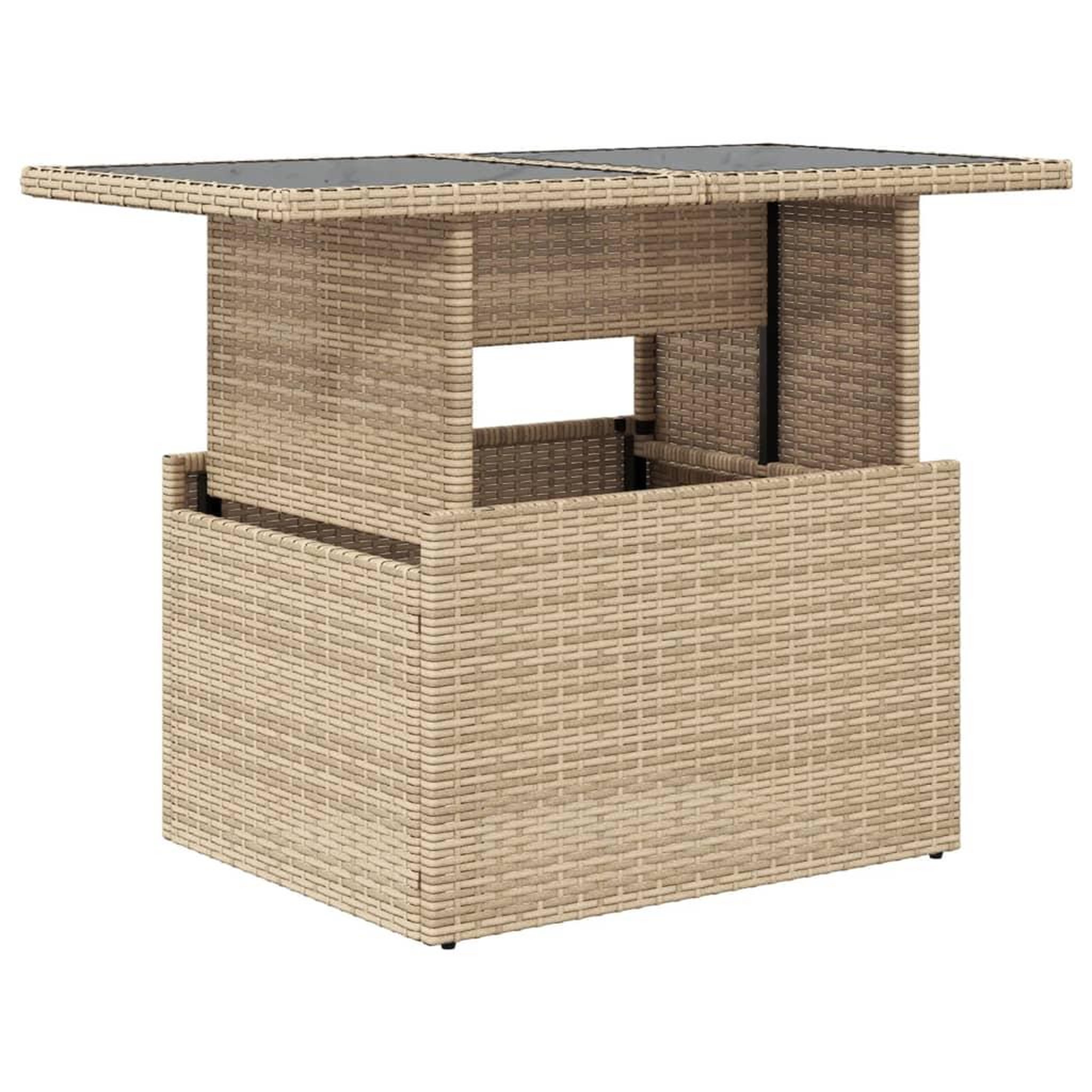 Voir la diapositive 2 : VIDAXL Table de jardin dessus en verre beige 100x55x73 cm poly rotin