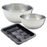 ZENKER Lot avec 1 Moule 12 mini pains 36 x 27 cm, 1 spatule Zenker et 2 bols à mixer en inox Fackelmann