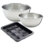 Voir la diapositive 1 : ZENKER Lot avec 1 Moule 12 mini pains 36 x 27 cm, 1 spatule Zenker et 2 bols à mixer en inox Fackelmann