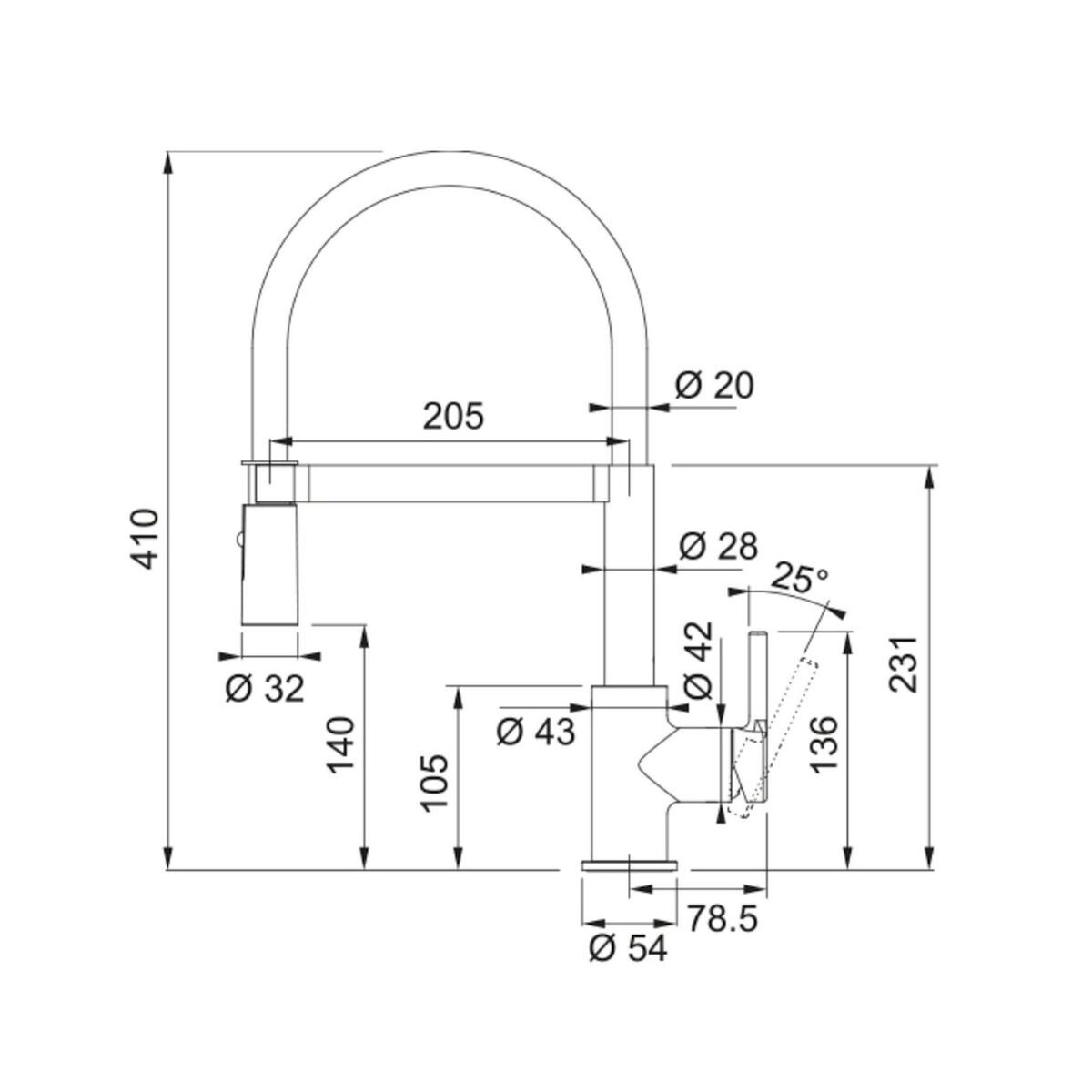 franke Mitigeur avec douchette semi pro chrome et noir - 901819
