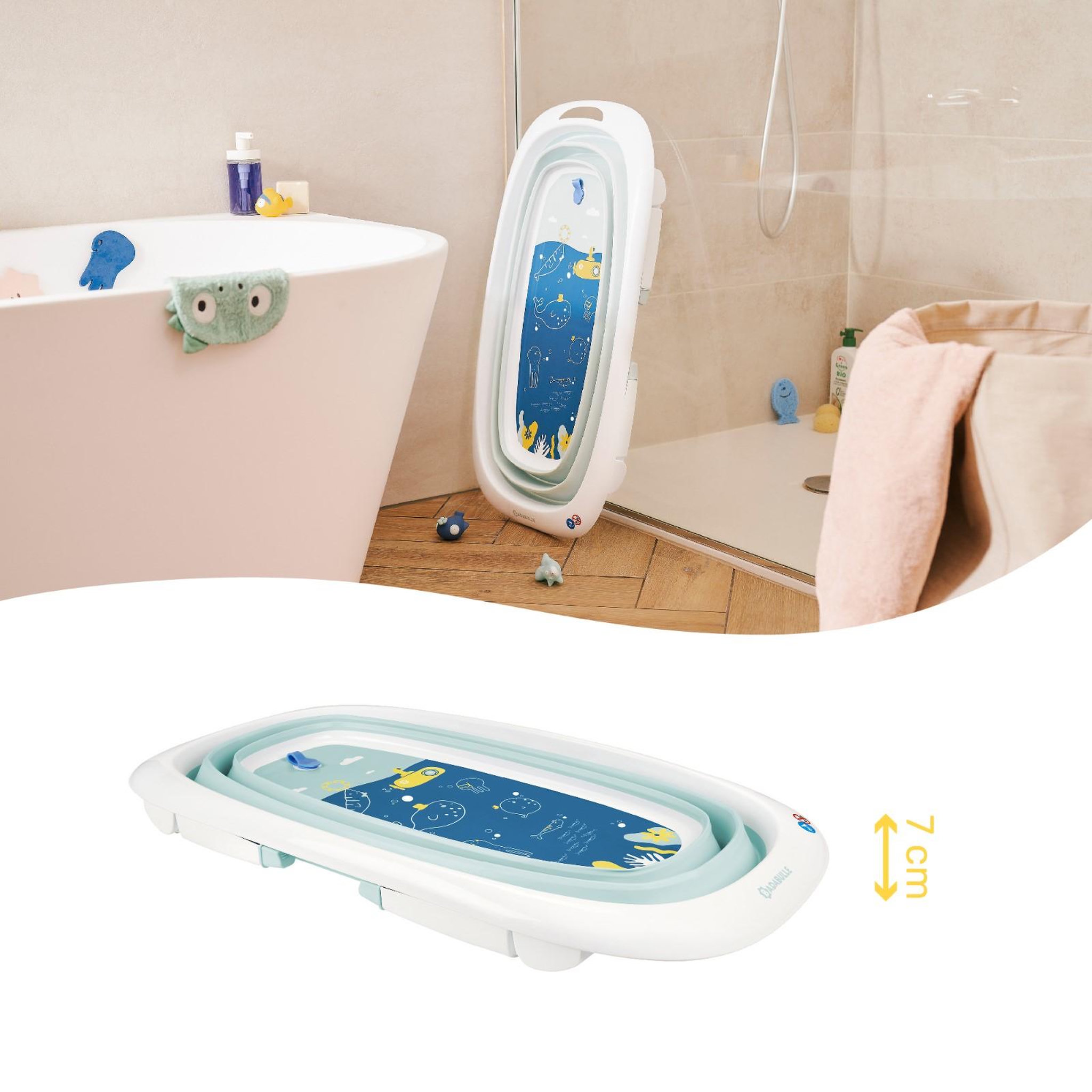 Voir la diapositive 3 : BADABULLE Baignoire Bébé Pliable Badabulle - Ultra Compact - Pieds Antidérapants - Témoin Chaleur - 35L