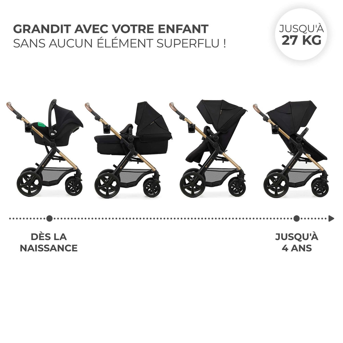 KINDERKRAFT Poussette 4en1 moov 2 pratique et confortable