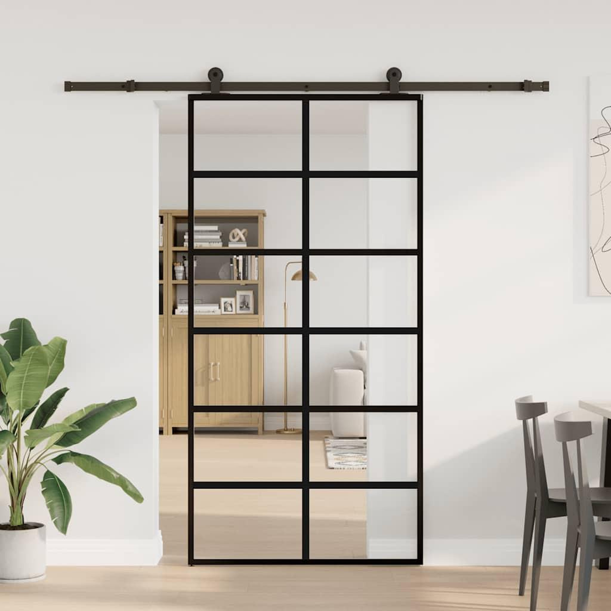 Voir la diapositive 2 : VIDAXL Porte coulissante et quincaillerie ESG verre et aluminium