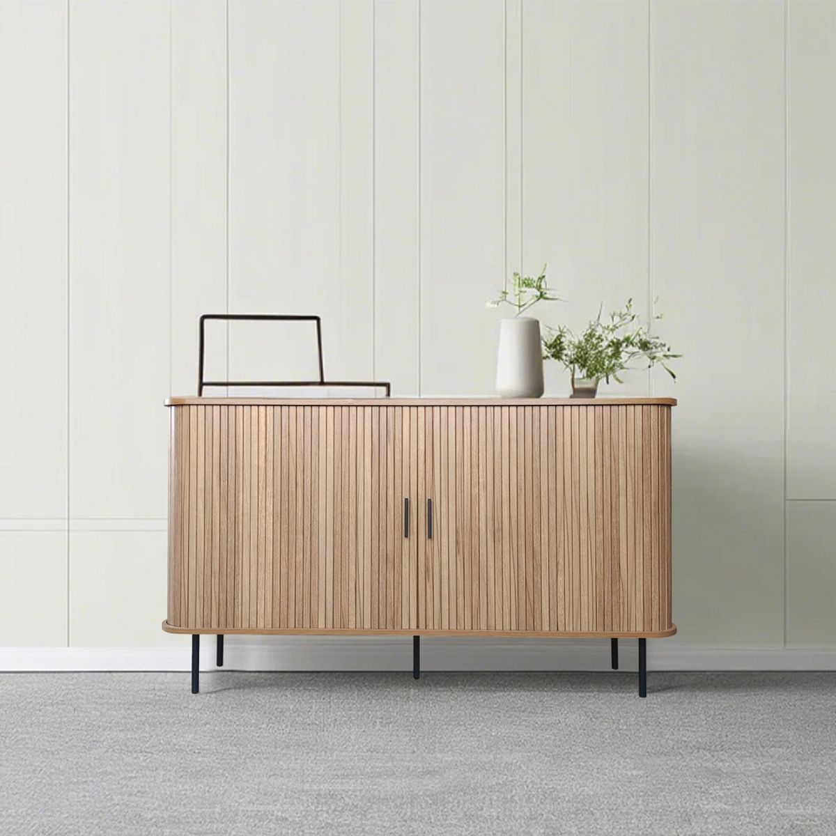 CONCEPT USINE Buffet en bois cannelé à portes coulissantes 140cm SEMARANG