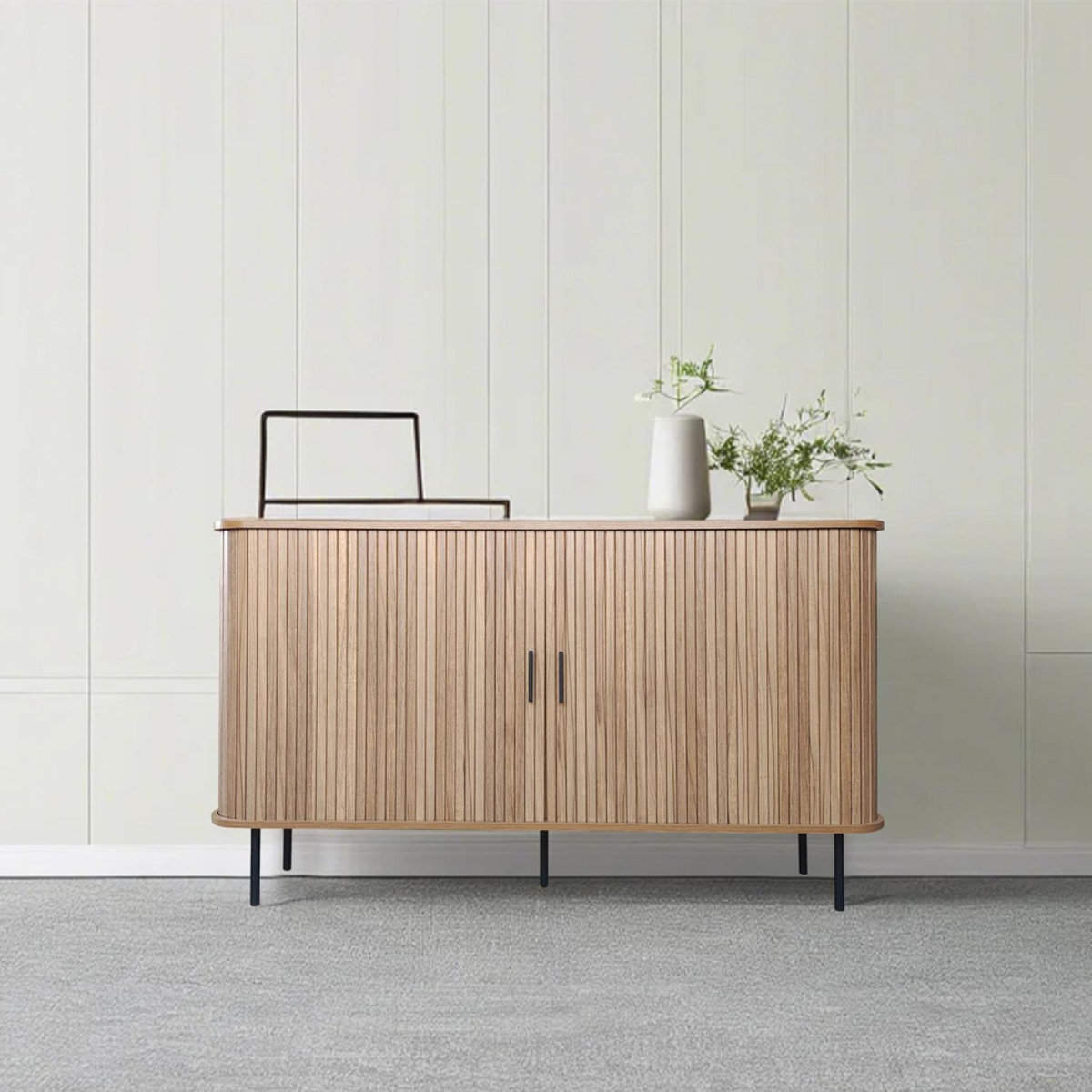 CONCEPT USINE Buffet en bois cannelé à portes coulissantes 140cm SEMARANG