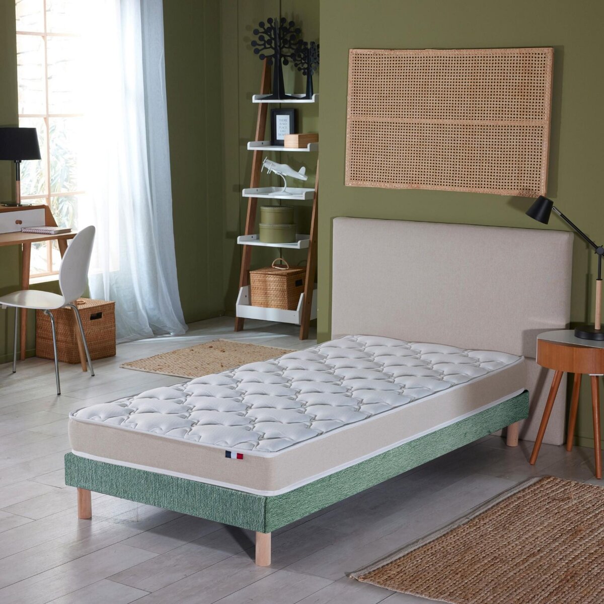 IDLITERIE Ensemble Matelas Mousse Haute Résilience ESSENCE + Latex 3 zones +Sommier - Made in France