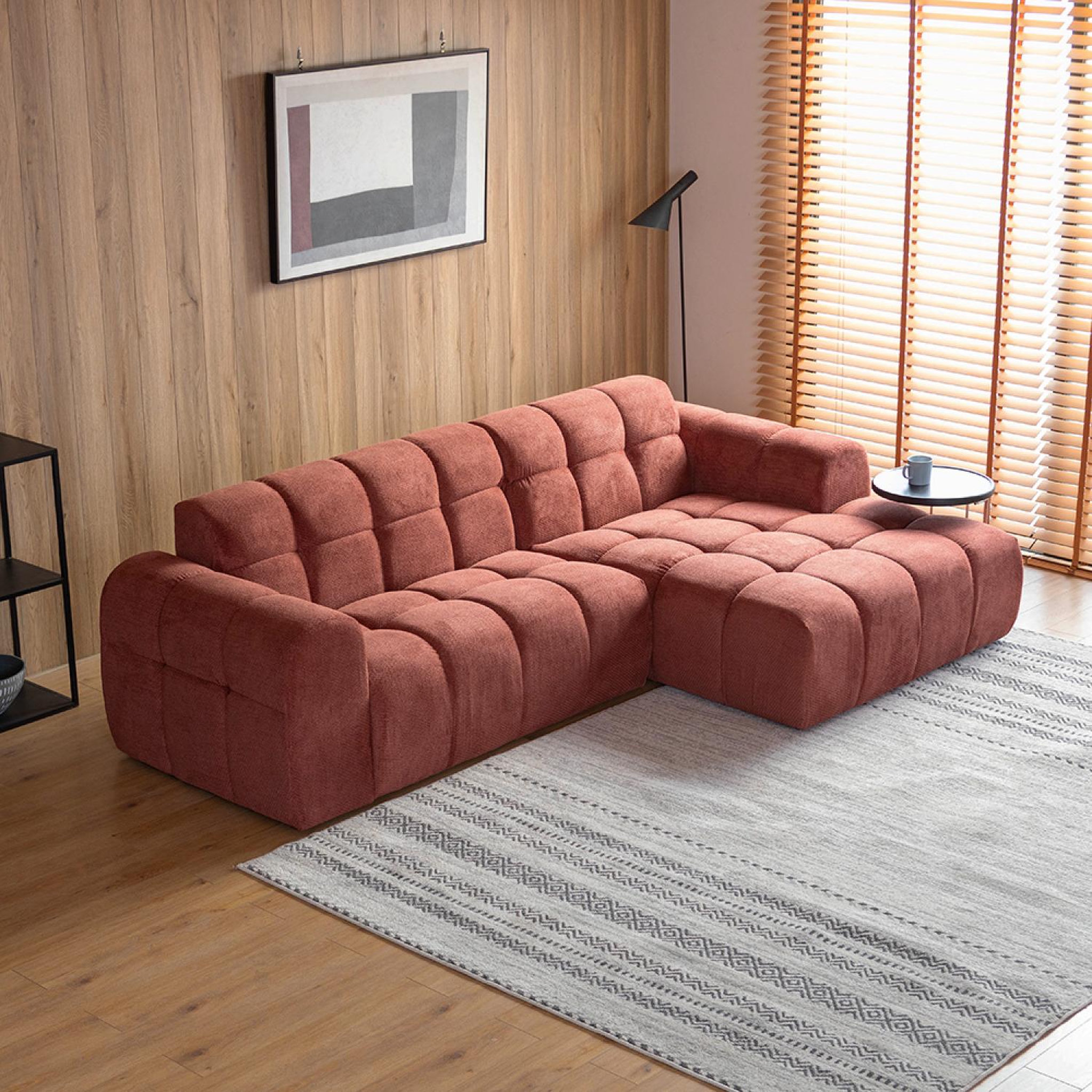 Voir la diapositive 5 : CONCEPT USINE Canapé d'angle 3-4 places nuage en velours terracotta salford